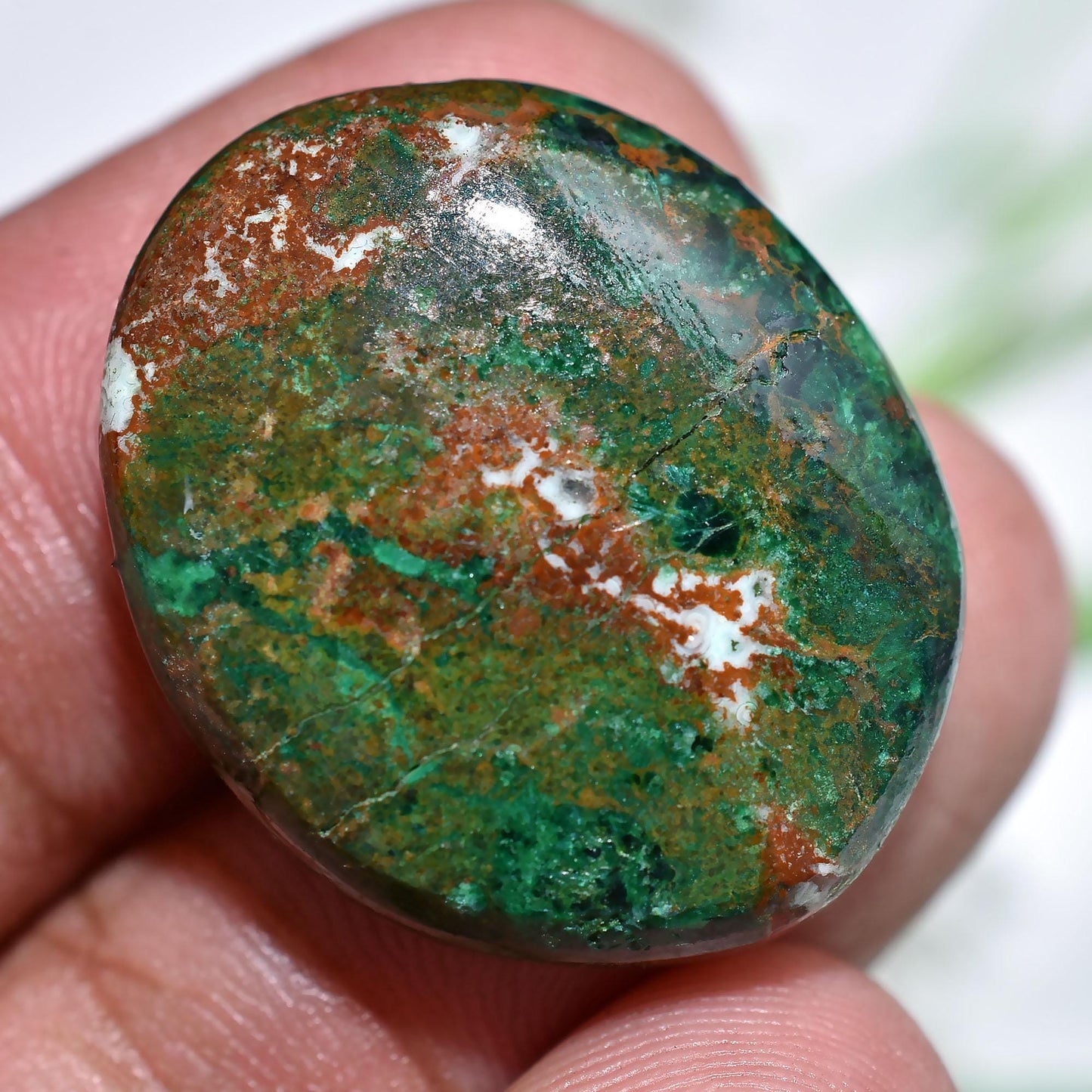 Natural Chrysocolla Cabochons, Oval Shaped Smooth Polished Gemstone For Jewelry