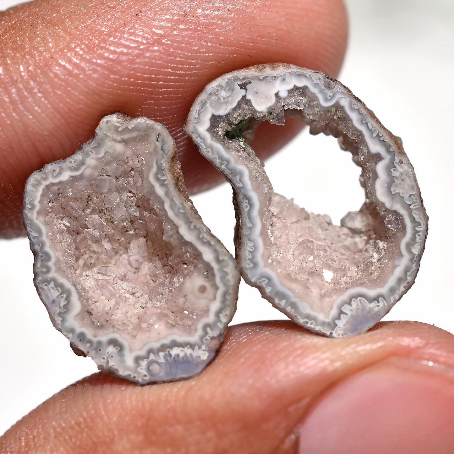 Sparkling Solar Quartz Druzy Pair – Matched Geode Gemstones for Earrings
