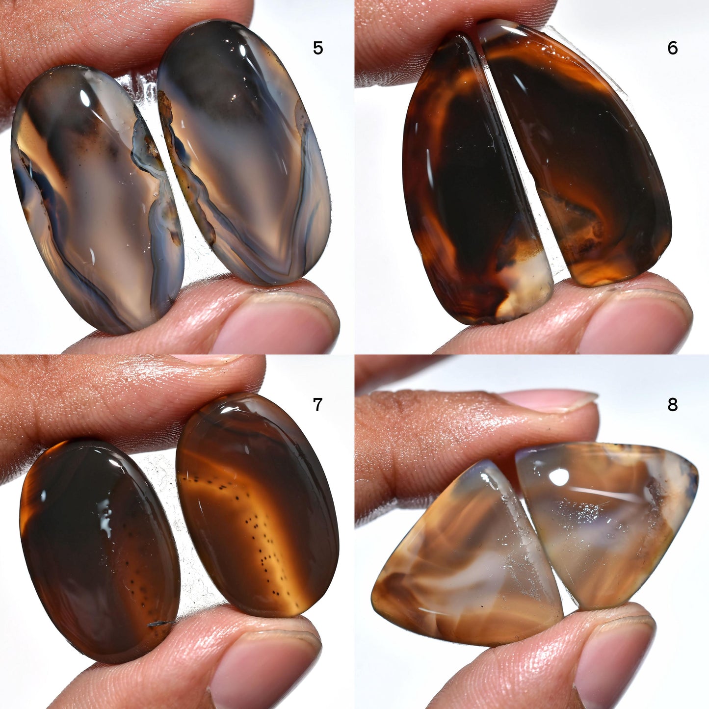 Elegant Oval Montana Agate Earring Pair - Fancy Shaped Matched Cabochons
