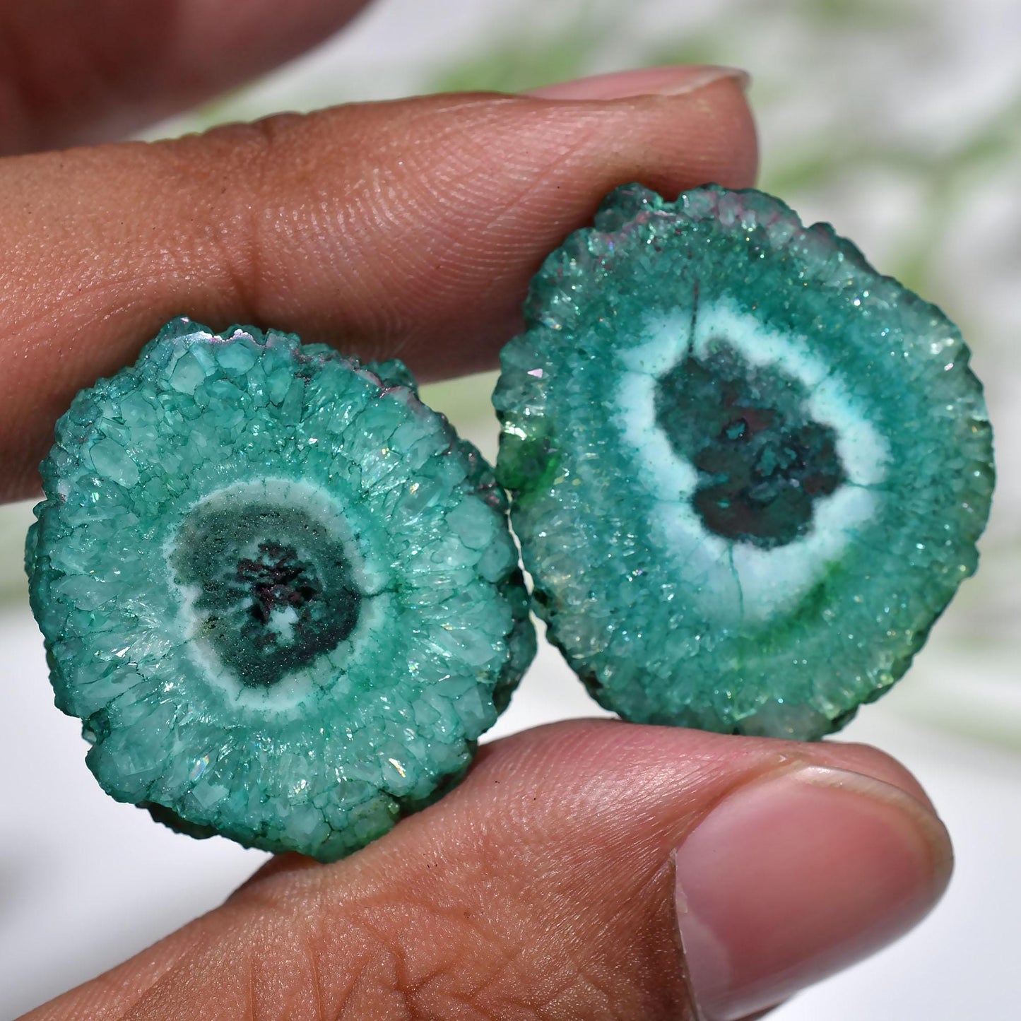 Solar Quartz Matched Pair – Stalactite Slice Gemstones for Earrings