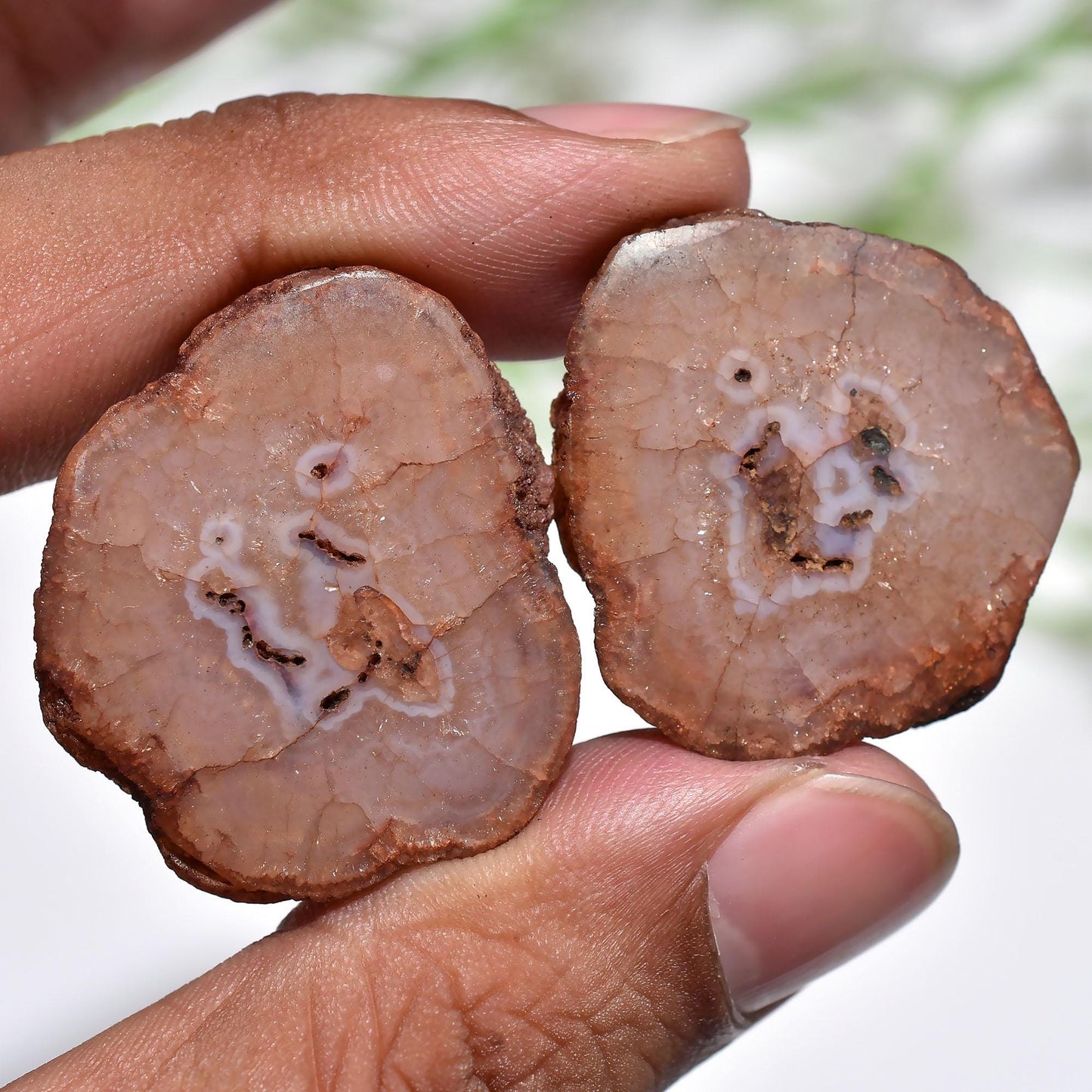 Solar Quartz Matched Pair – Stalactite Slice Gemstones for Earrings