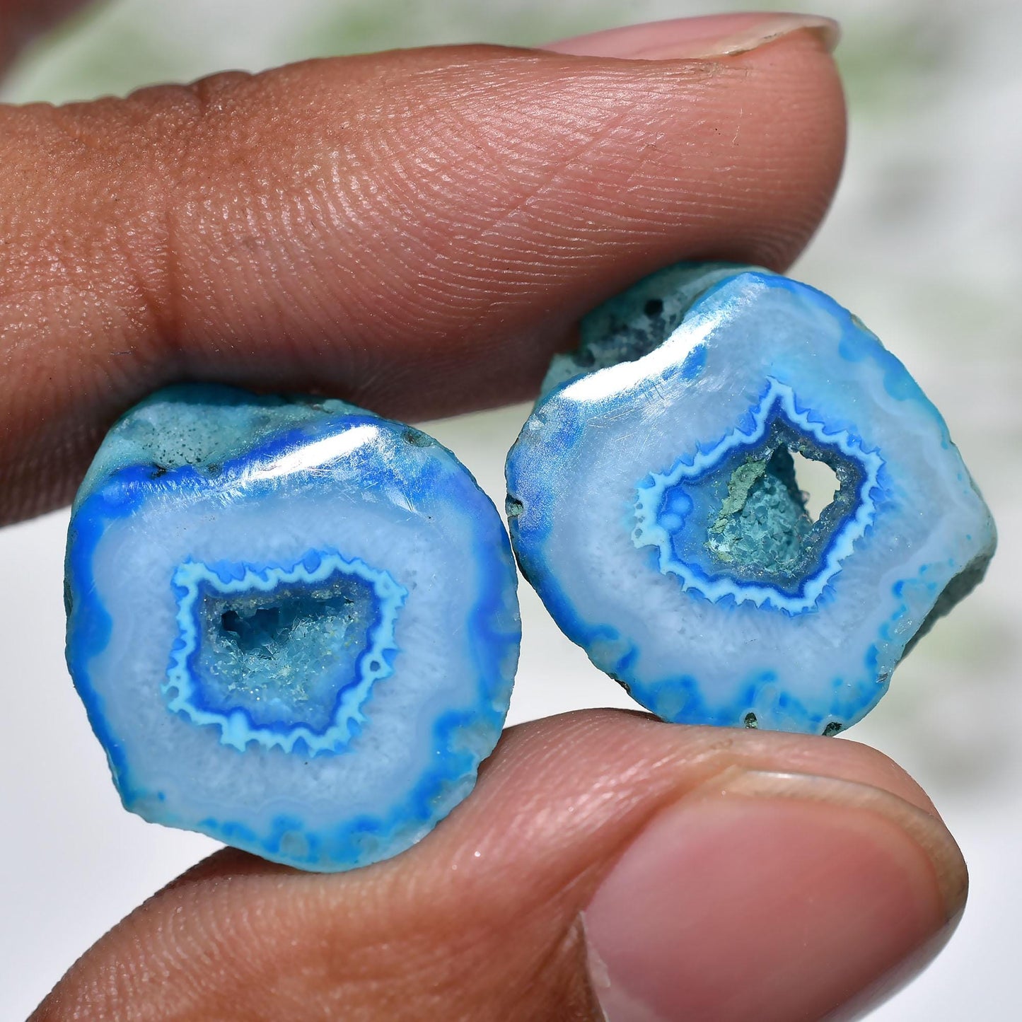 Unique Solar Quartz Pair - Fancy Window Druzy Matched Pair