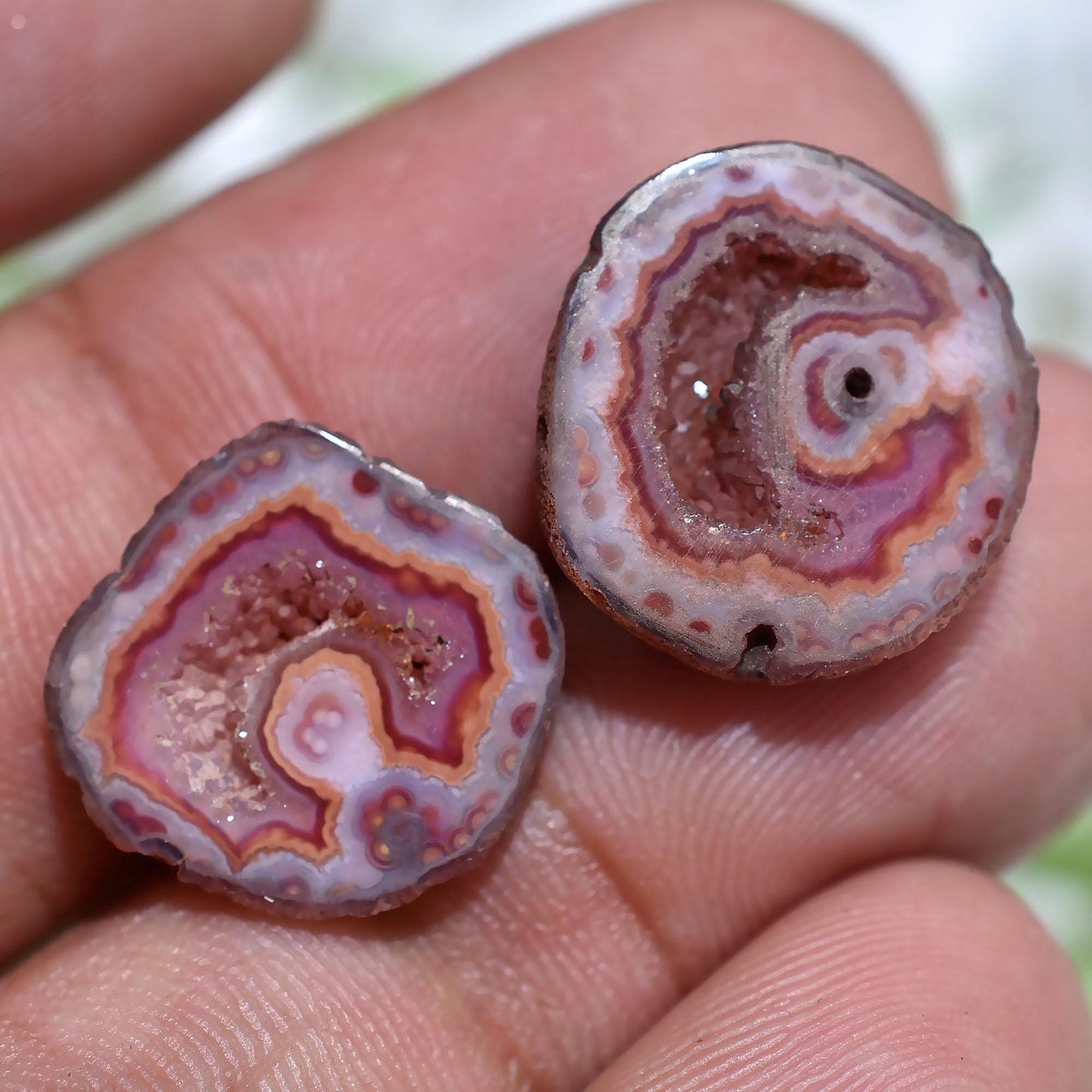 Brown Solar Quartz Gemstone Pair – Window Druzy Solar Slice Pairs for DIY Earrings