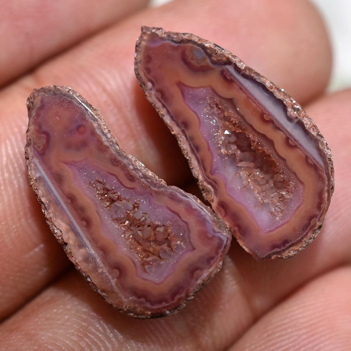 Brown Solar Quartz Gemstone Pair – Window Druzy Solar Slice Pairs for DIY Earrings