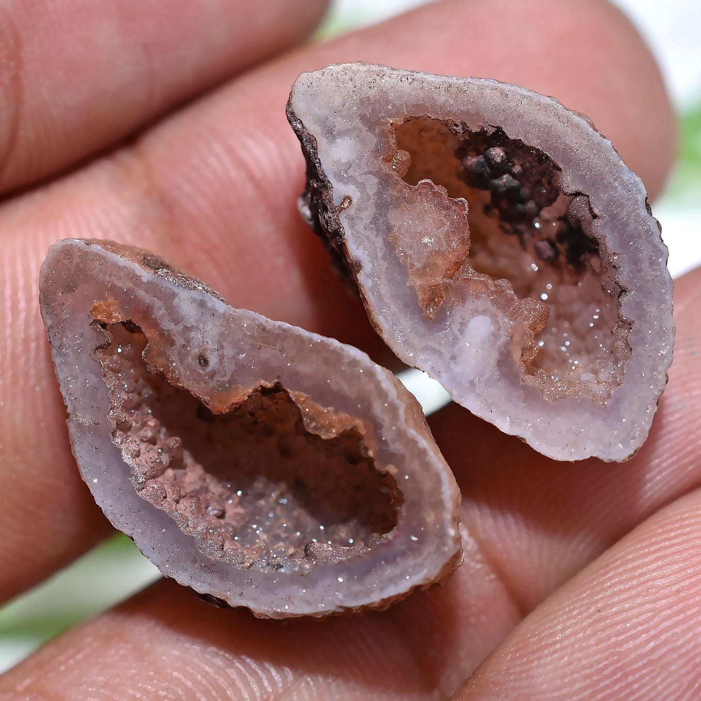 Brown Solar Quartz Gemstone Pair – Window Druzy Solar Slice Pairs for DIY Earrings