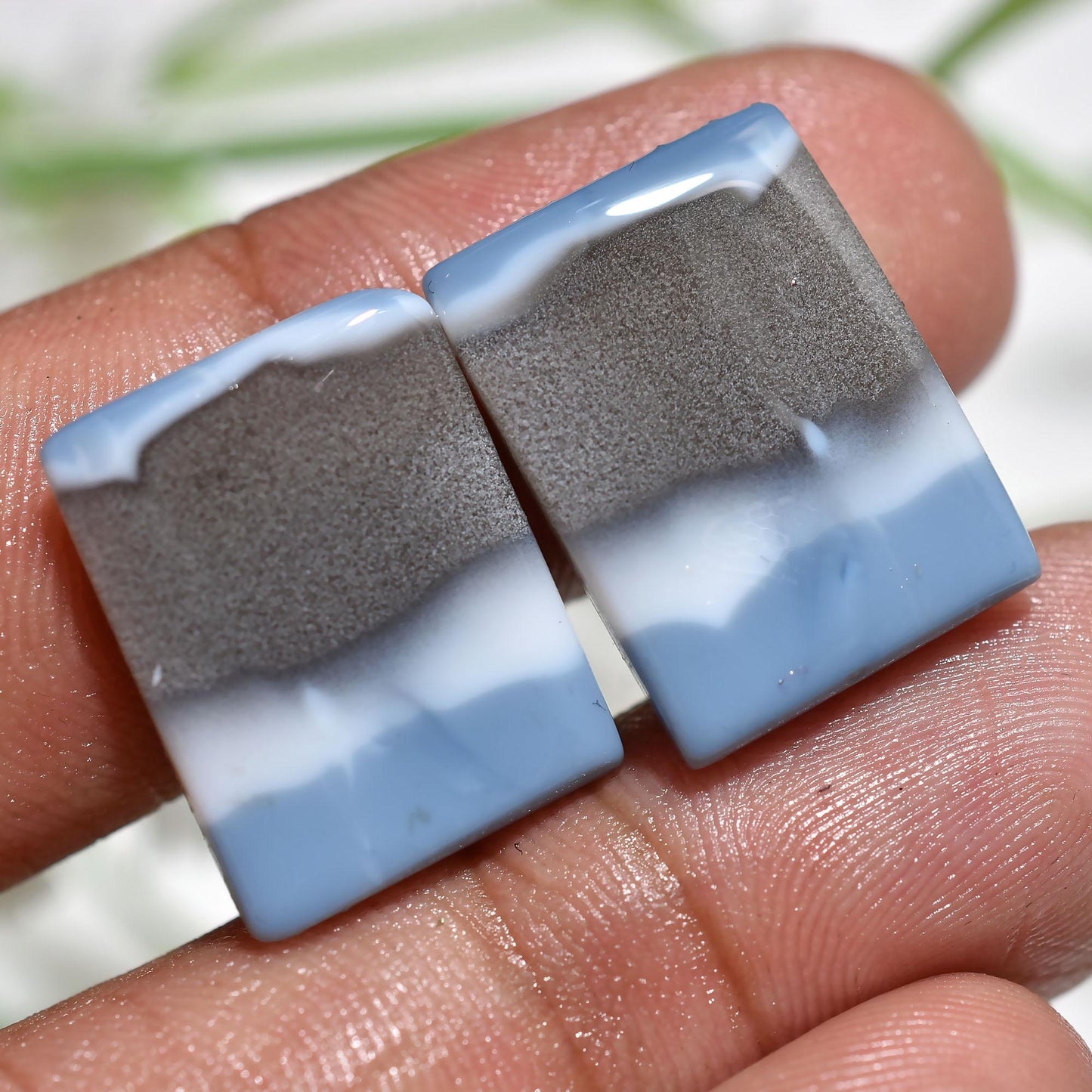 Elegant Blue Owyhee Opal Gemstone Pair, Designer Cabochons for Earrings