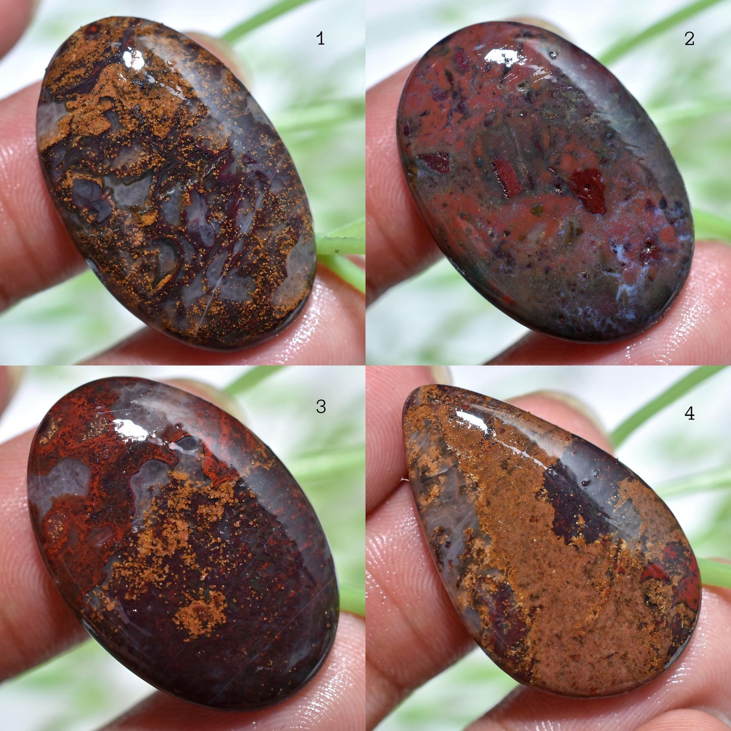 Natural Bloodstone Cabochon - Oval & Pear Loose Gemstones for Jewelry Making