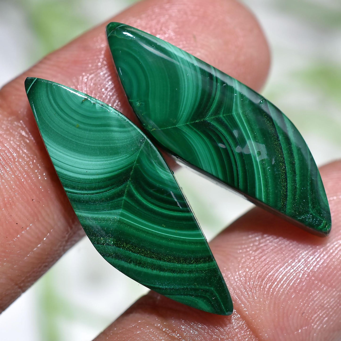 Natural Malachite Gemstone Earring Pairs - Fancy Shape Cabochon Matching Pairs