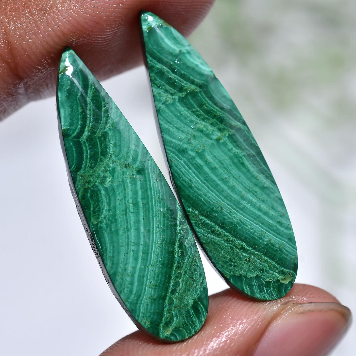 Natural Green Malachite Pair Gemstone - Mixed Shape Loose Matched Earrings Pair