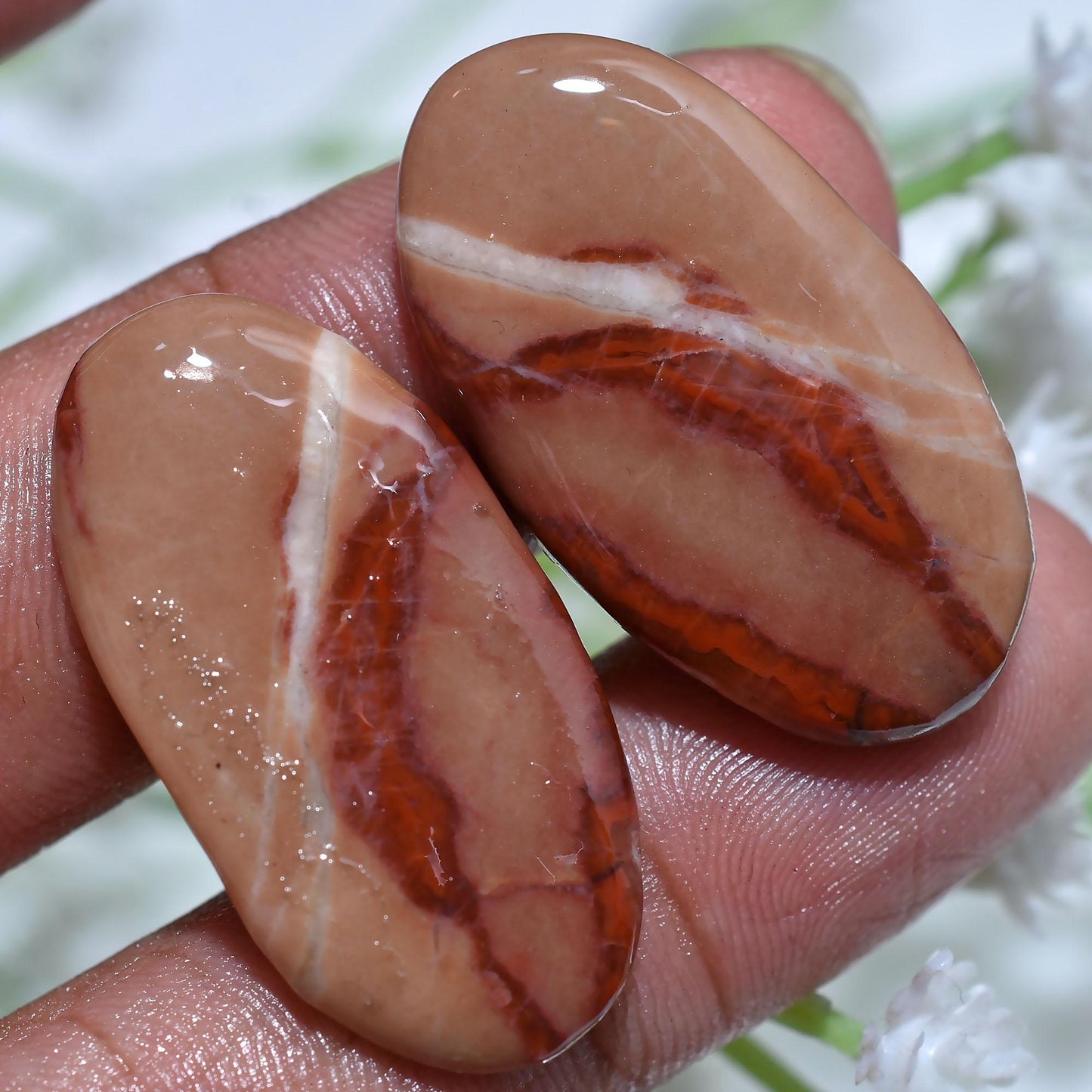 Noreena Jasper Gemstone Pair – Matching Jasper Earring Cabochon Set for Jewelry Making