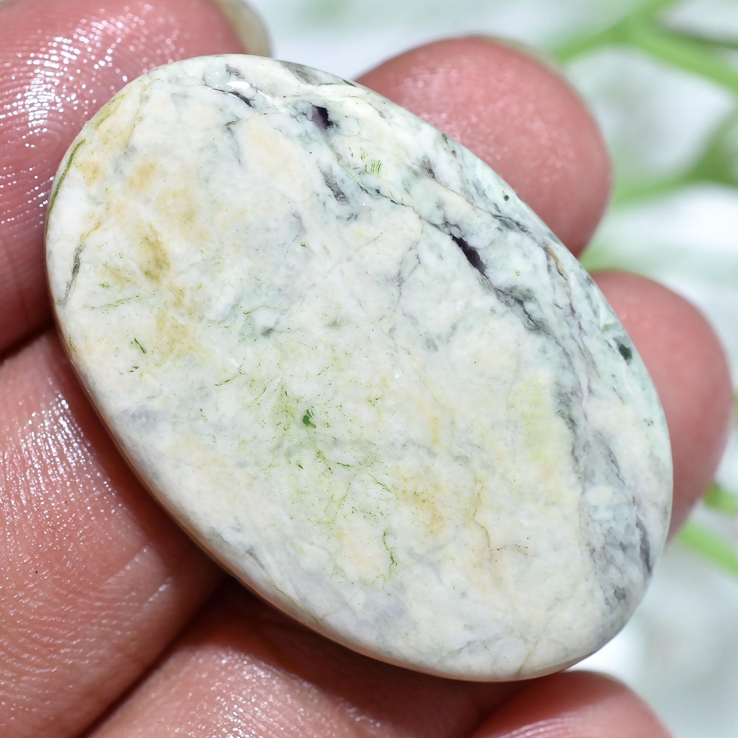 Amazing Kammererite Cabochon, Green Oval Crystal Gemstone for Jewelry Making