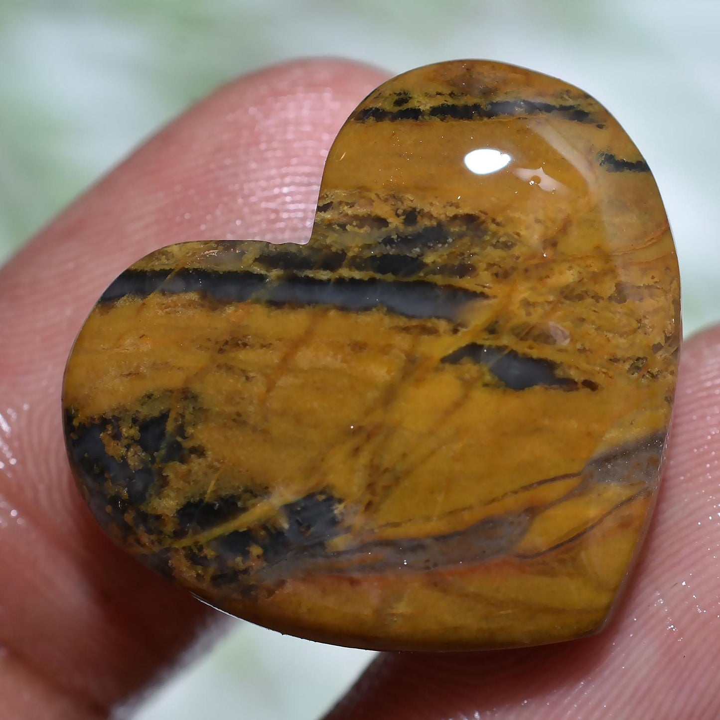 Heart Shaped Mango Jasper Cabochon - Yellow Smooth Polished Gemstone for Jewelry | Wholesale Available