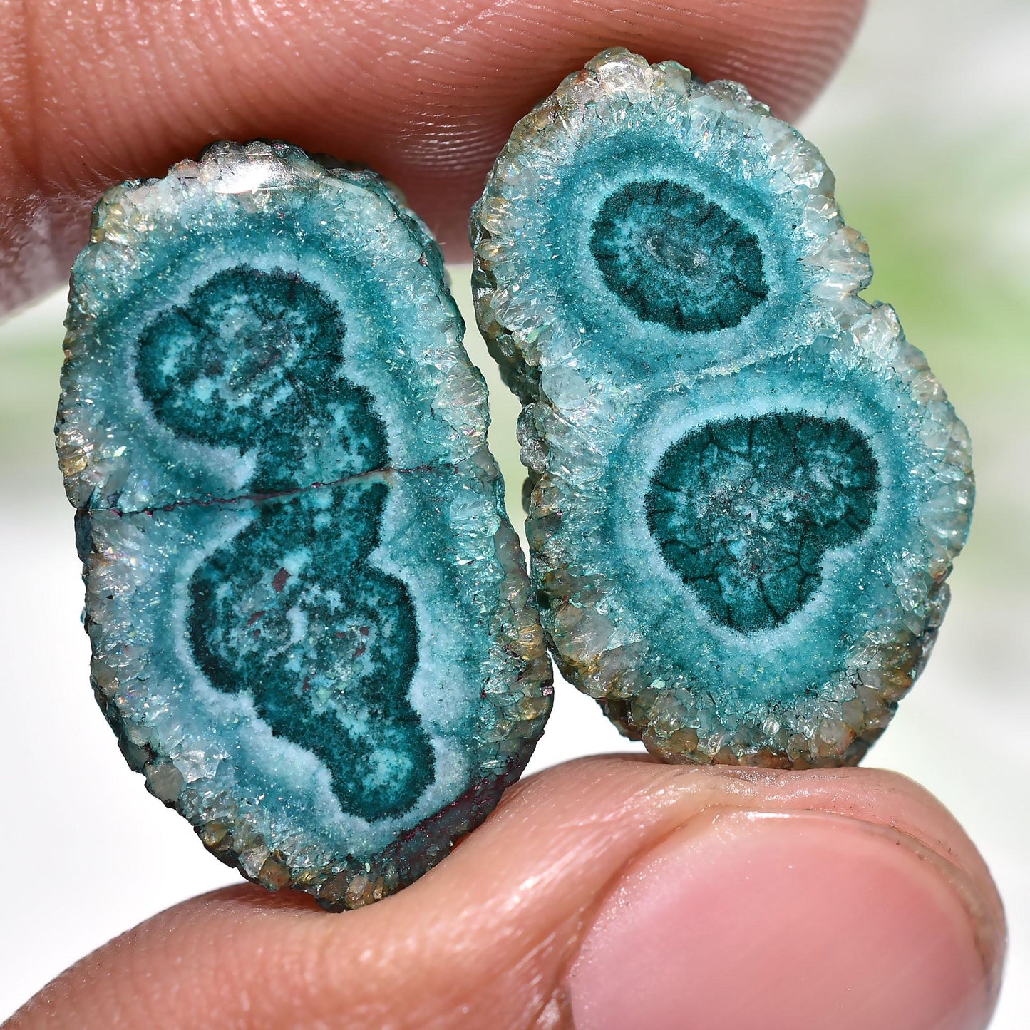 Unique Solar Quartz Smooth Pair, Sky Quartz Agate for Earrings