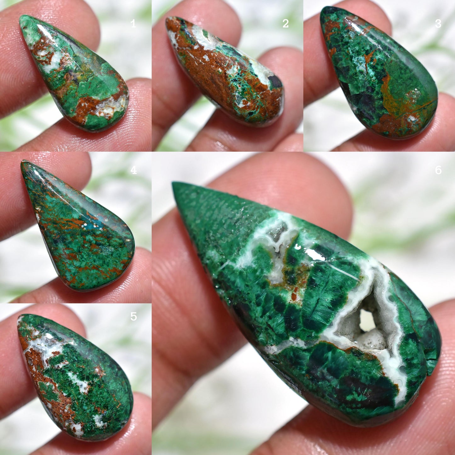 Rare Green Chrysocolla Druzy Cabochon, Pear Shape Loose Gemstone