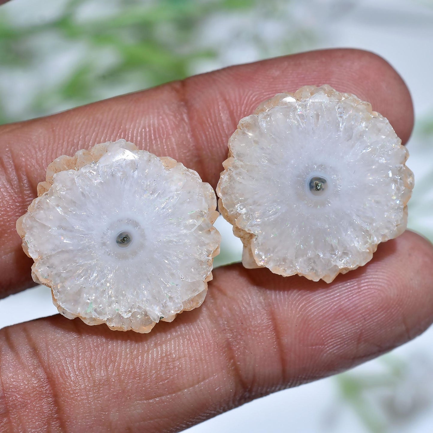 White Solar Quartz Earring Pair | Fancy Druzy Slices for DIY Jewelry