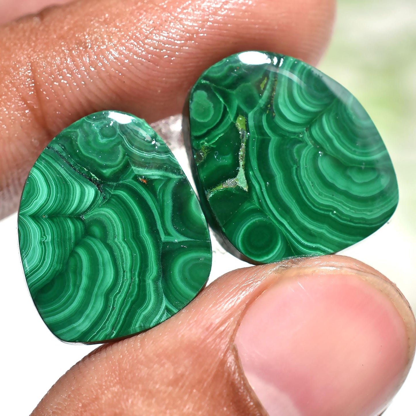 Top-Quality Malachite Earring Pairs, Rare Green Gemstone for Unique Jewelry