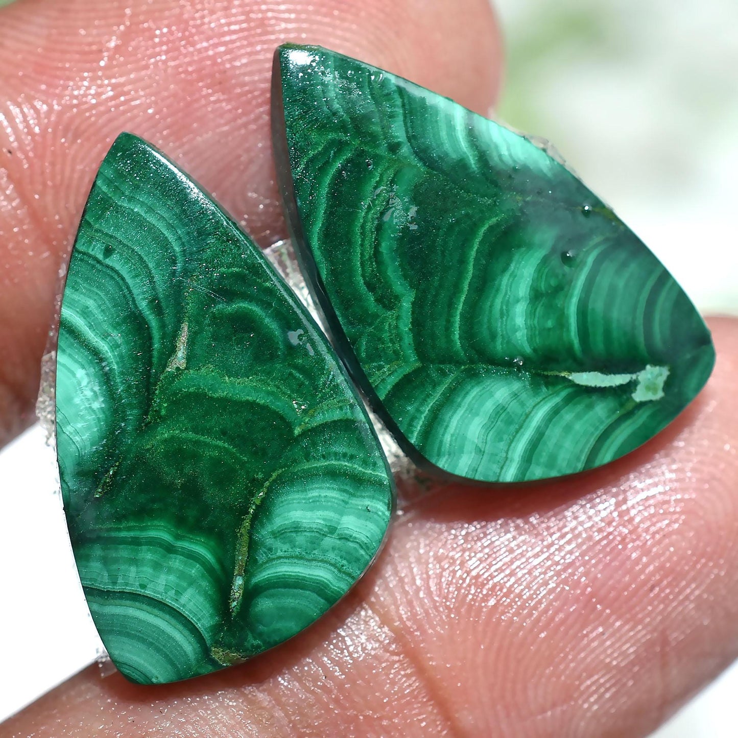 Top-Quality Malachite Earring Pairs, Rare Green Gemstone for Unique Jewelry