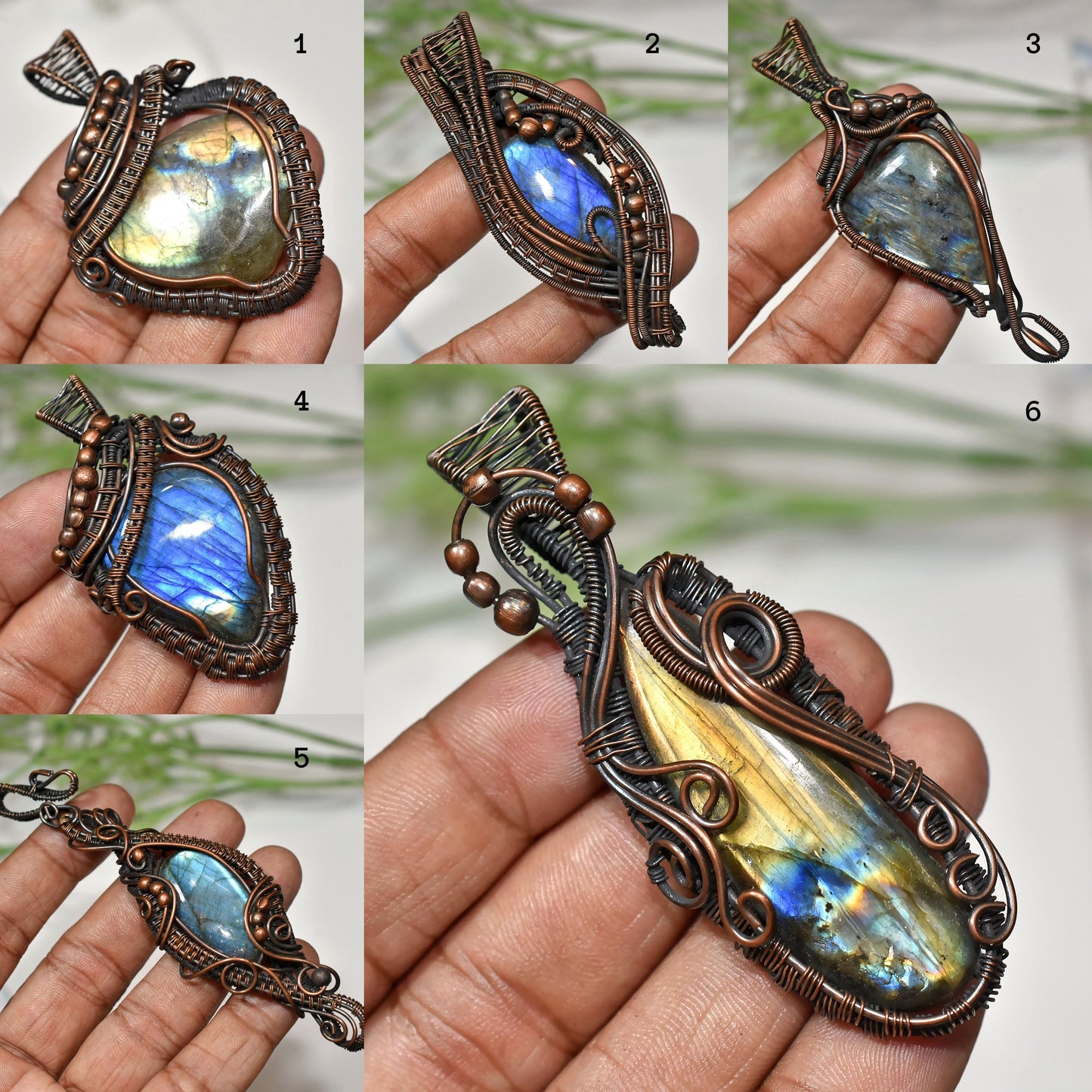 Amazing Designer Labradorite Gemstone Copper Wire Wrap Pendant – Rainbow Fire Crystal Wholesale Jewelry