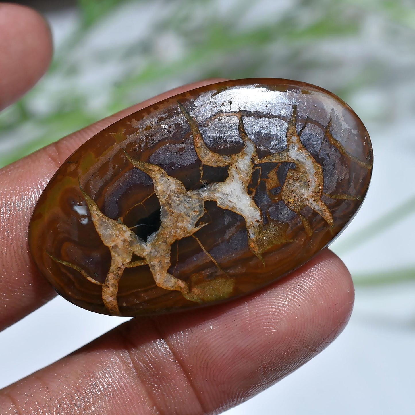 Septarian Cabochon Gemstone – Polished Dragon Stone for Pendant Creation