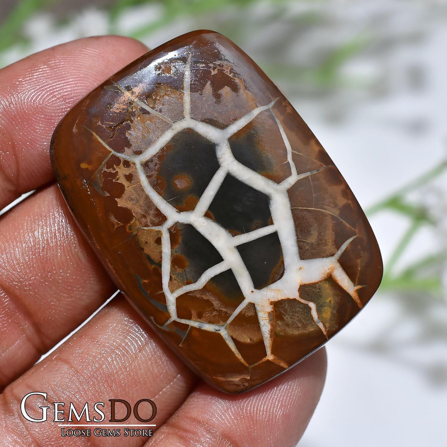 Septarian Cabochon Gemstone – Polished Dragon Stone for Pendant Creation