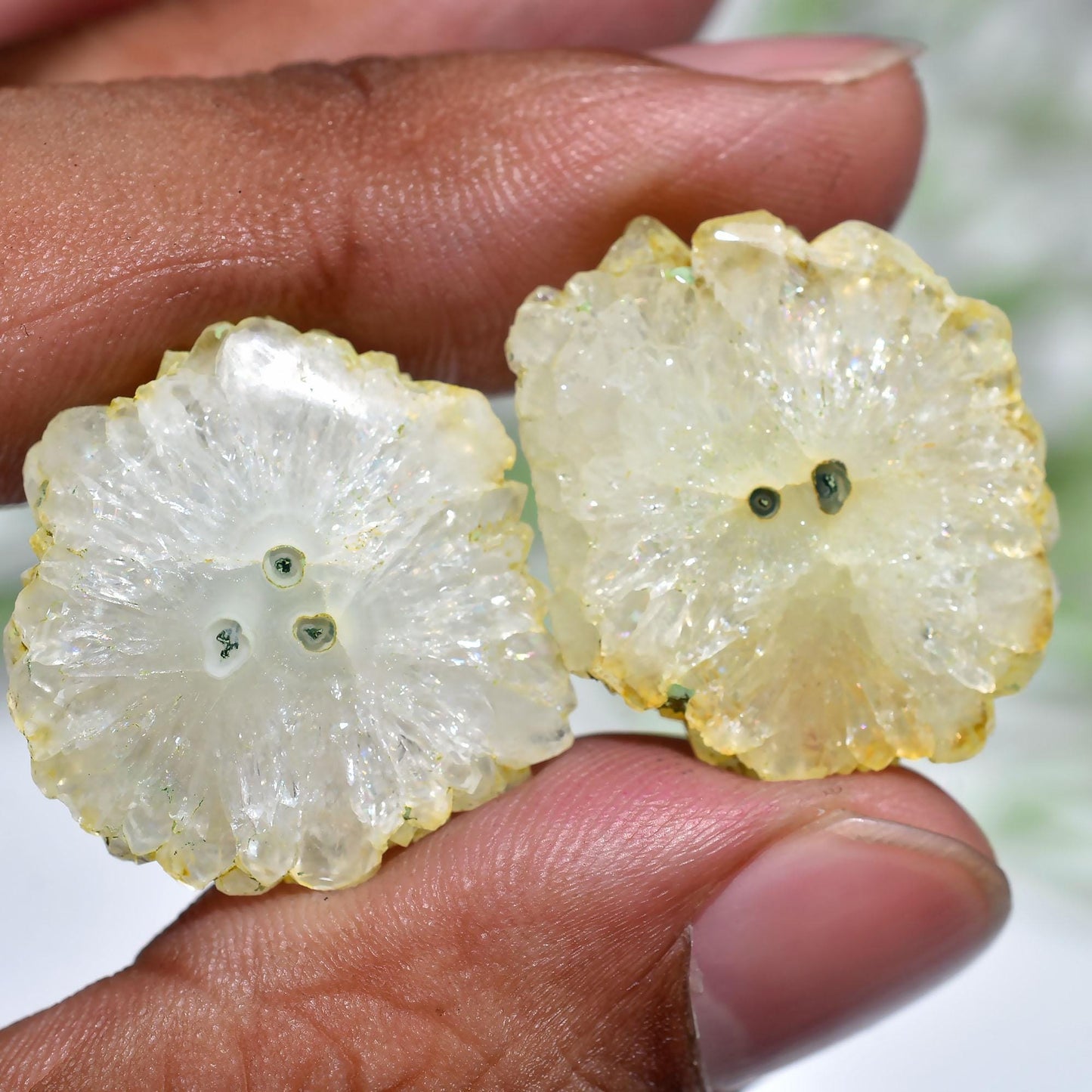 Wholesale Solar Quartz Cabochon Pair – Colorful Stalactite Gemstones for Jewelry