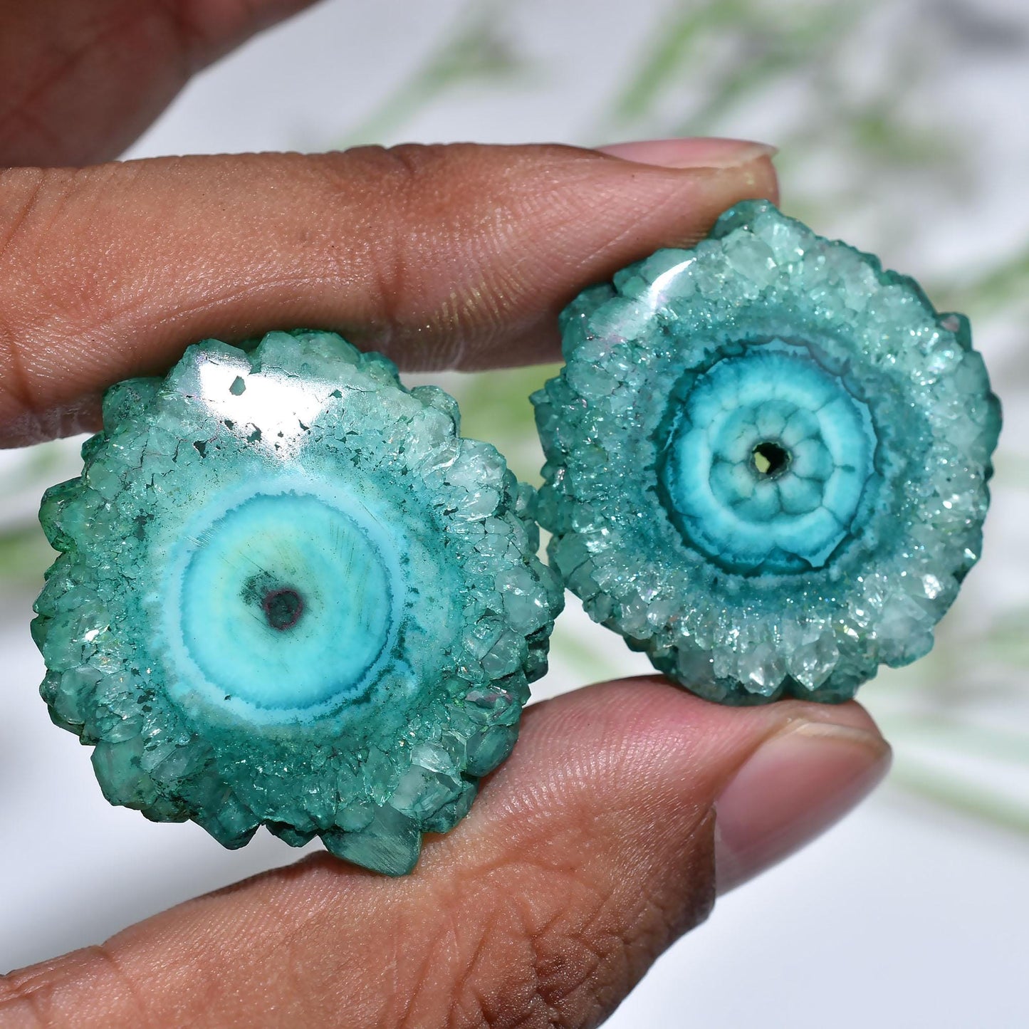 Wholesale Solar Quartz Cabochon Pair – Colorful Stalactite Gemstones for Jewelry
