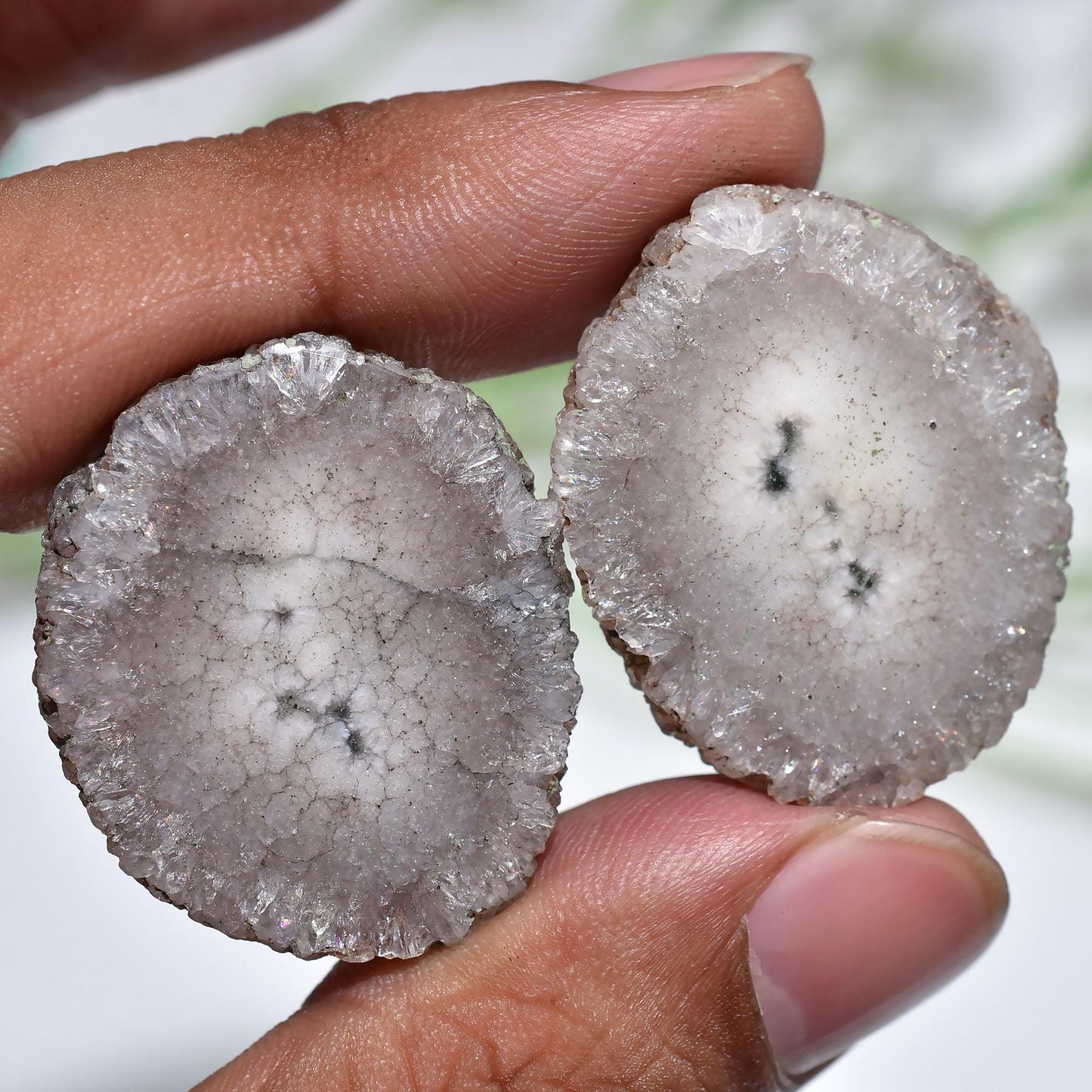 Wholesale Solar Quartz Cabochon Pair – Colorful Stalactite Gemstones for Jewelry
