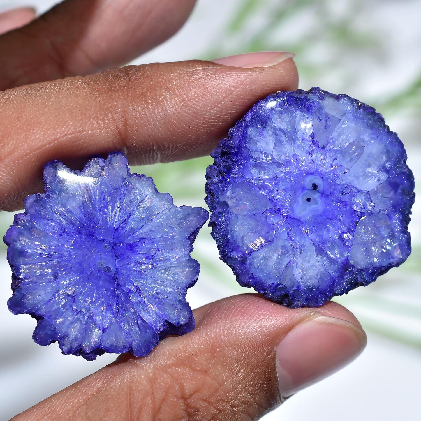 Solar Quartz Matched Pair – Stalactite Slice Gemstones for Earrings