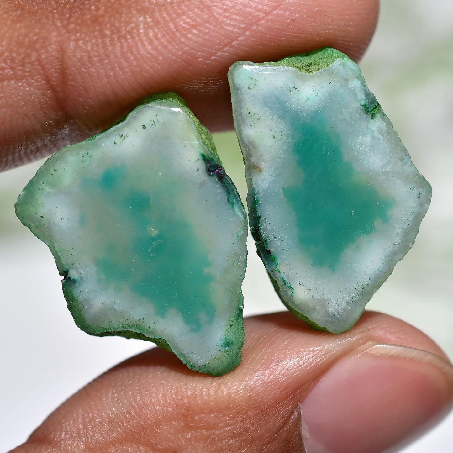 Unique Solar Quartz Pair - Fancy Window Druzy Matched Pair