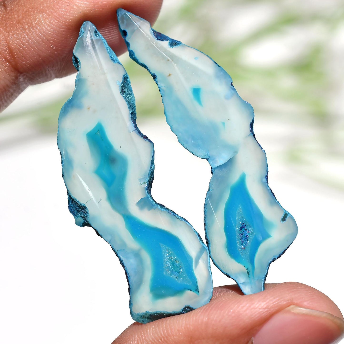 Unique Solar Quartz Pair - Fancy Window Druzy Matched Pair