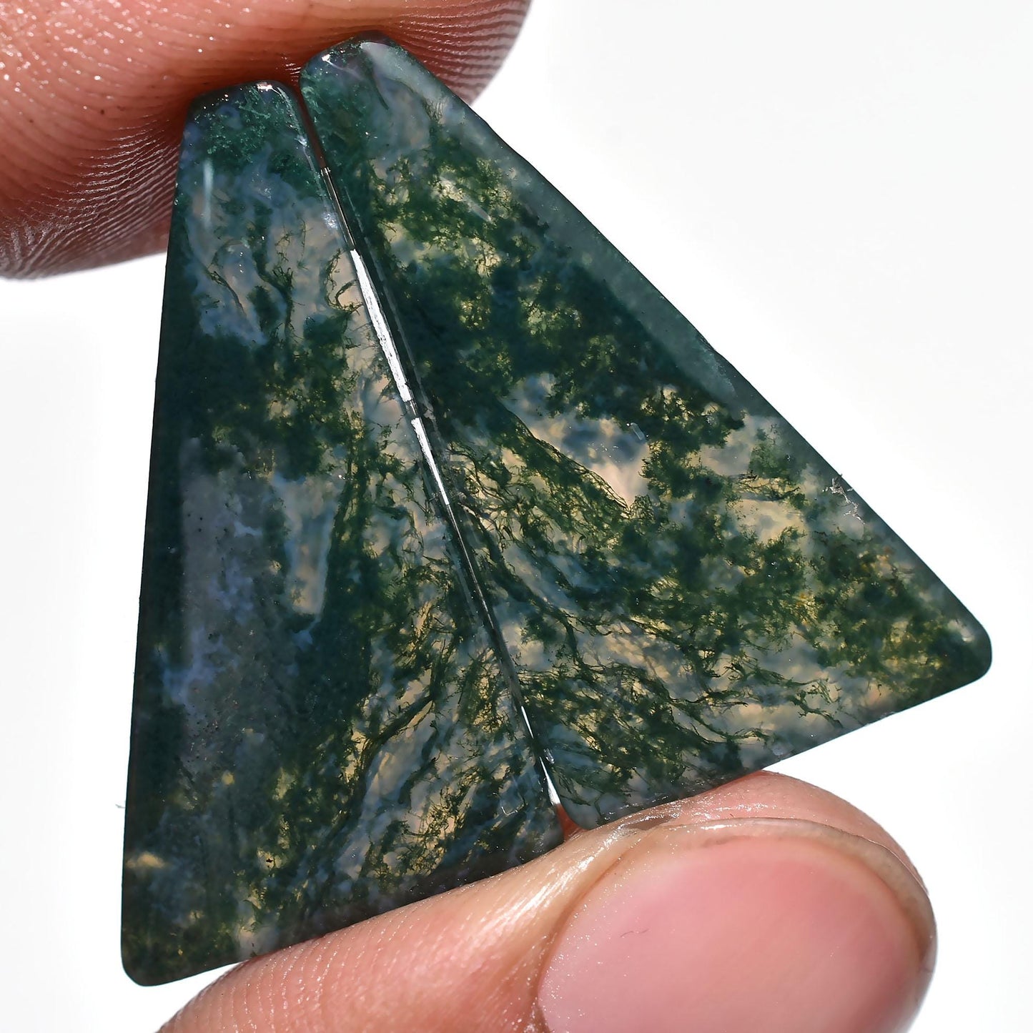 Green Moss Agate Earring Pair – Fancy Natural Stone Gemstones at Wholesale Prices