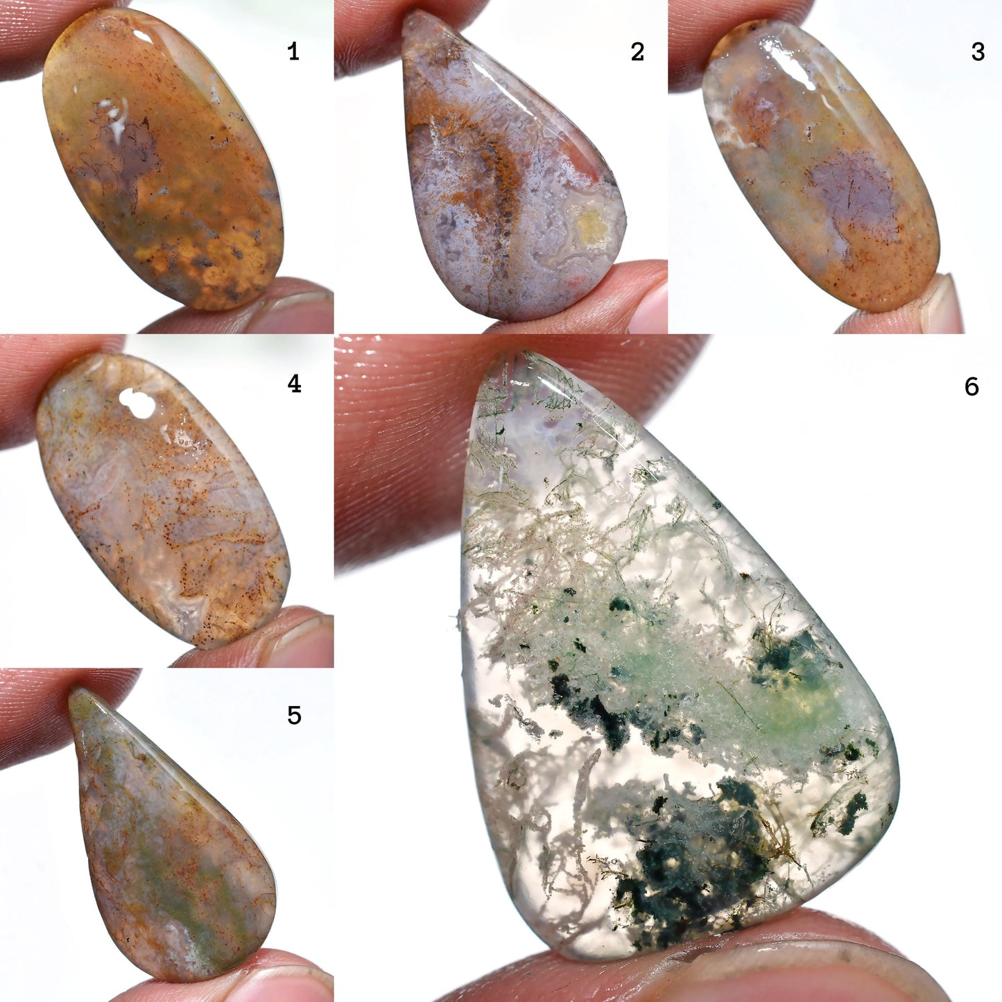 Attractive Moss Agate Cabochon – Natural Oval Agate Gemstone for Jewelry Making