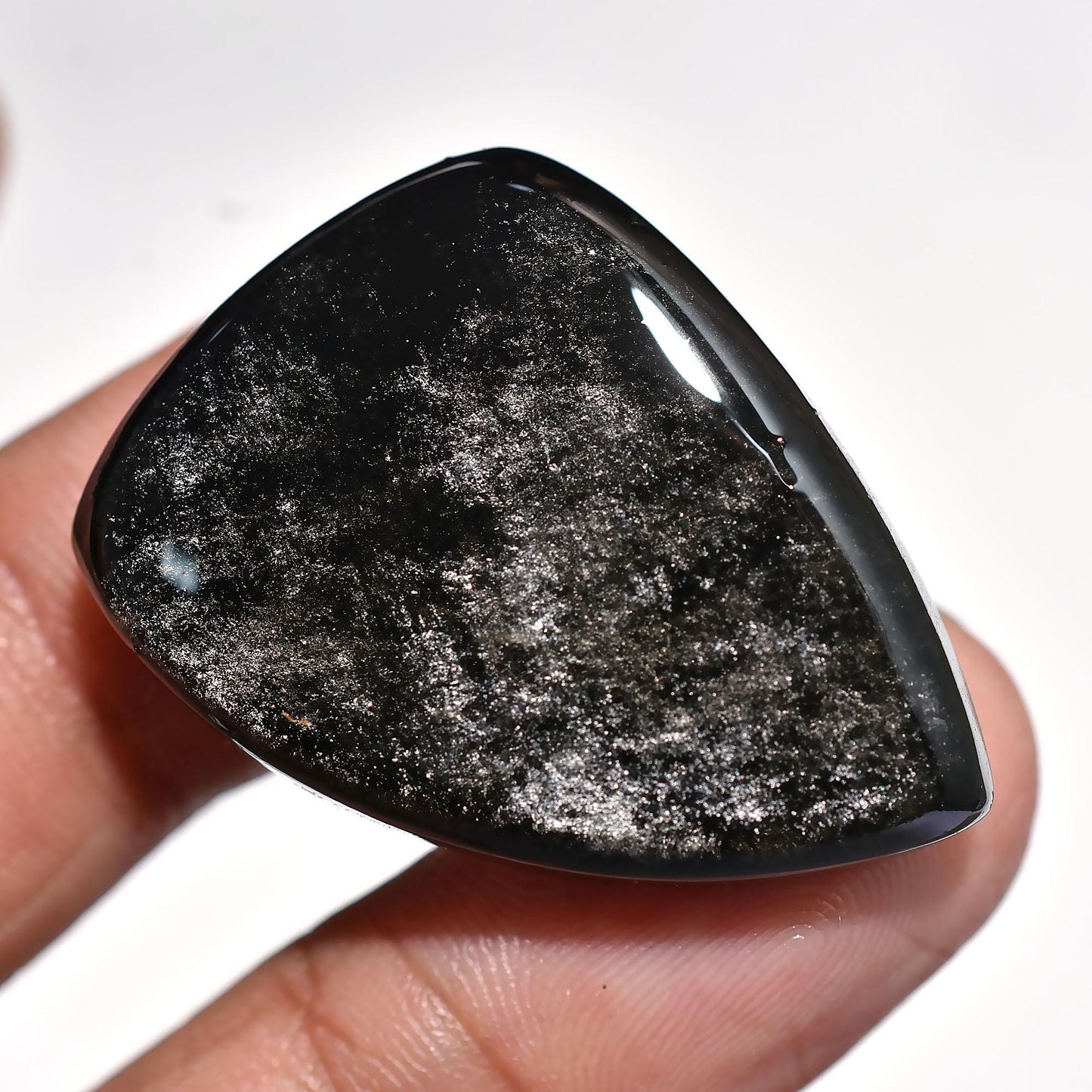 Fancy Shaped Black Obsidian Cabochon - Smooth Polished Loose Stone