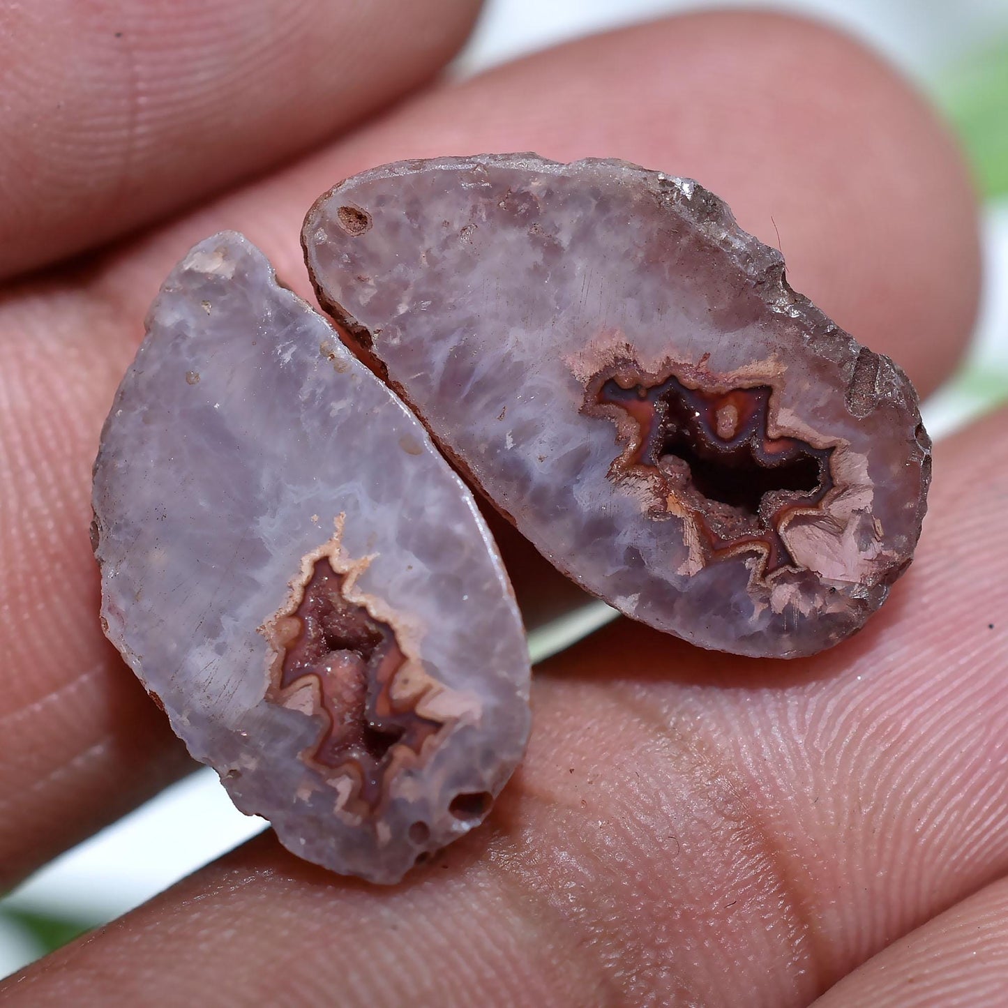 Brown Solar Quartz Gemstone Pair – Window Druzy Solar Slice Pairs for DIY Earrings