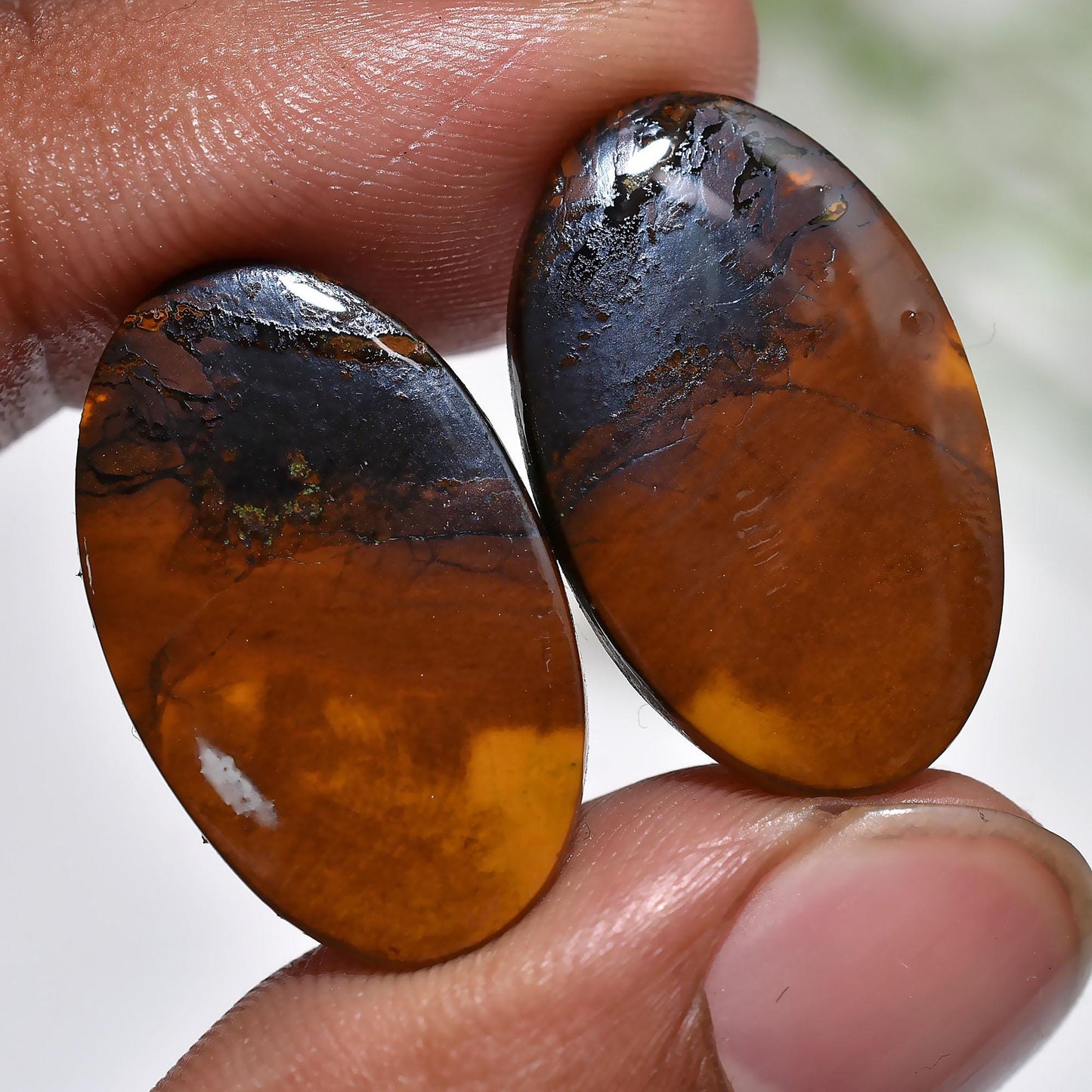 Iron Tiger Eye Pair Gemstone - Oval Shaped Smooth Matched Earrings