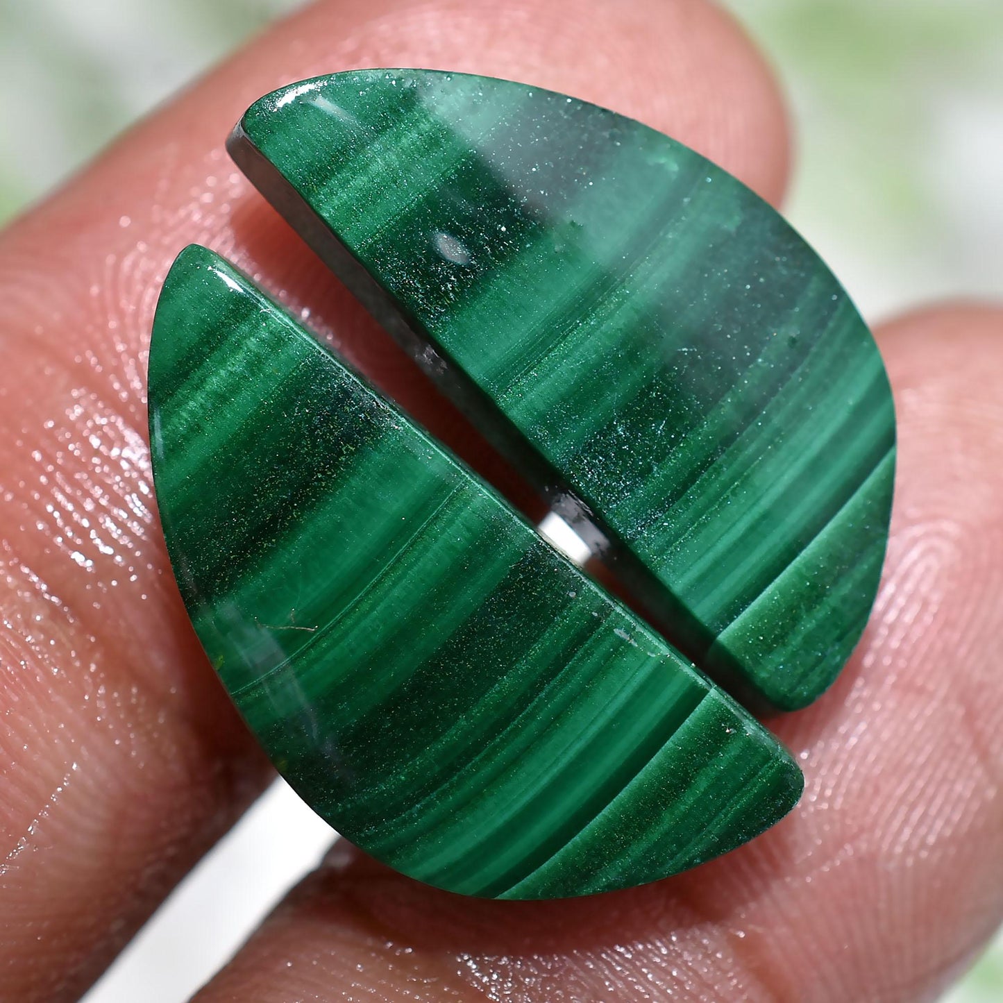 Natural Malachite Gemstone Earring Pairs - Fancy Shape Cabochon Matching Pairs