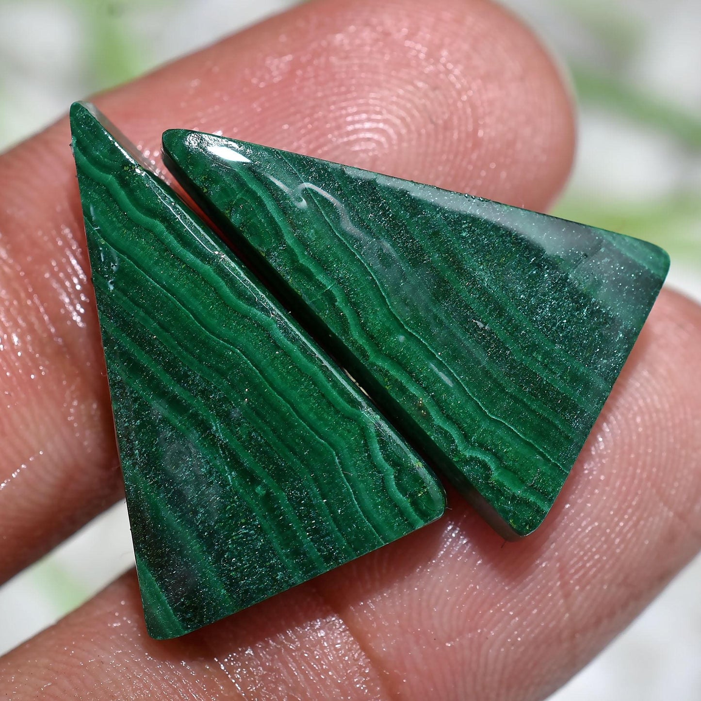 Natural Green Malachite Pair Gemstone - Mixed Shape Loose Matched Earrings Pair