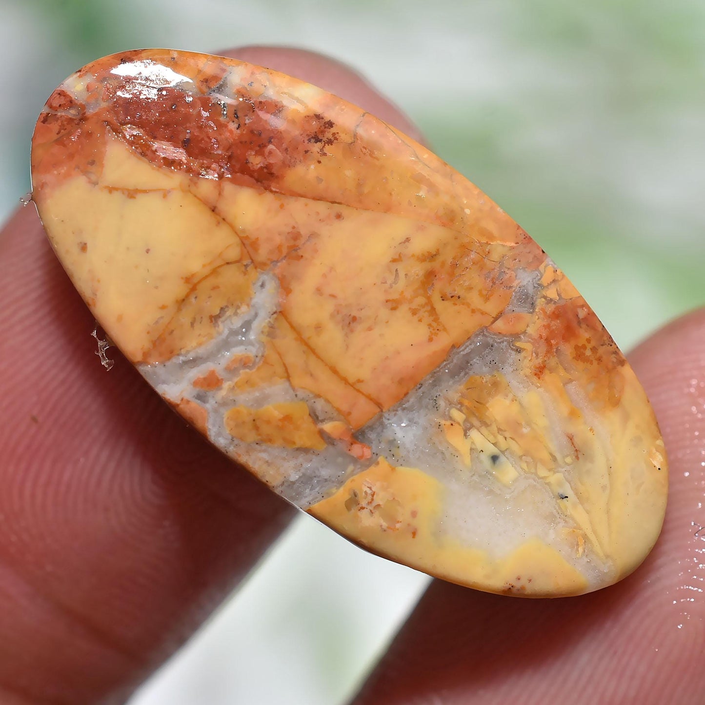 Yellow Maligano Jasper Cabochon - Loose Oval Gemstone for Pendant Jewelry Making
