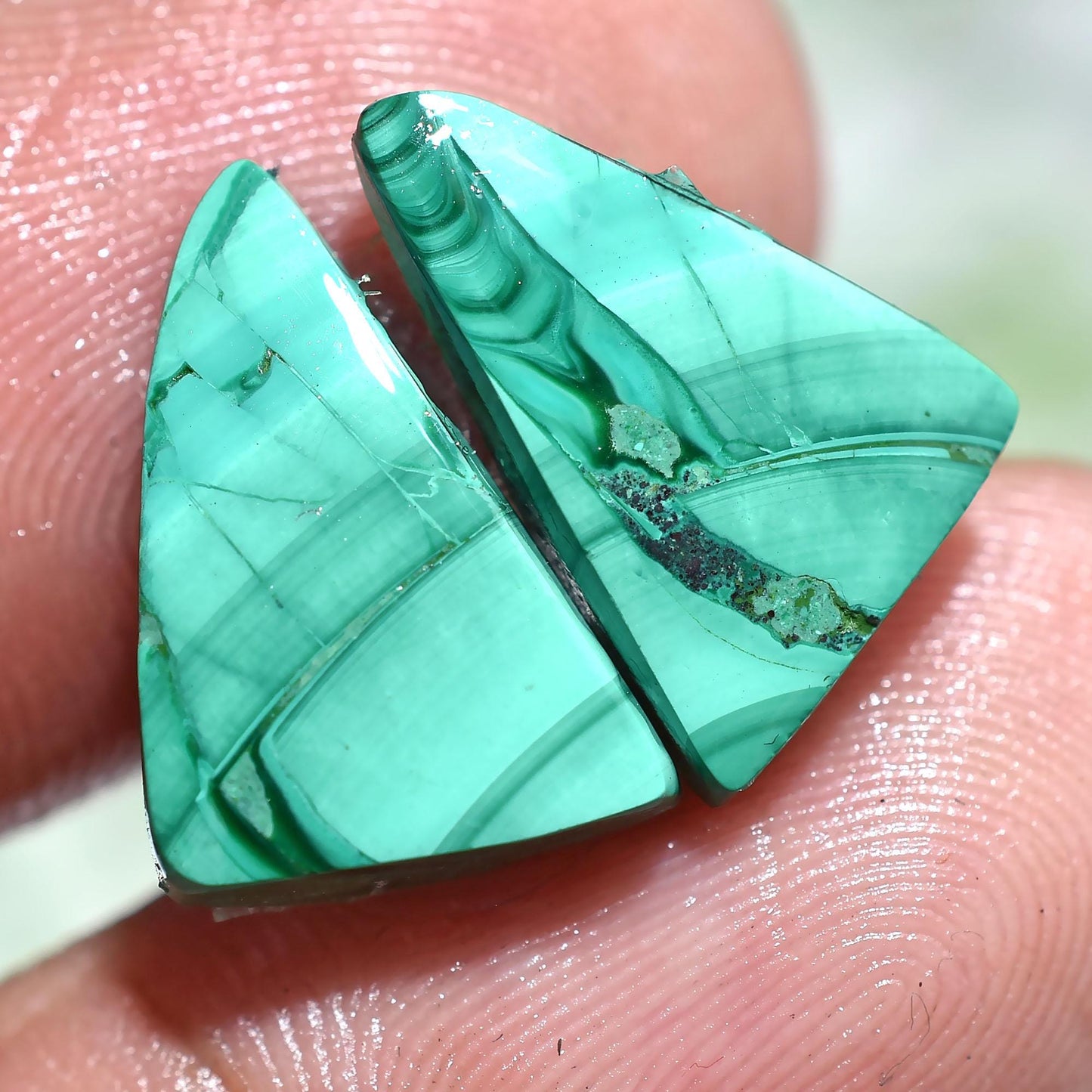 Top-Quality Malachite Earring Pairs, Rare Green Gemstone for Unique Jewelry