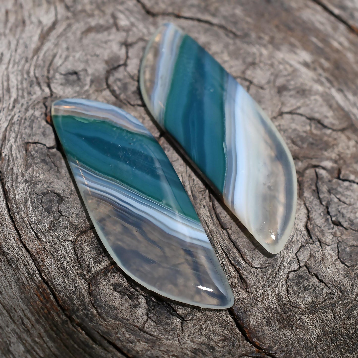 Antique Green Onyx Matched Set, Wholesale Fancy Shaped Gemstones Pair