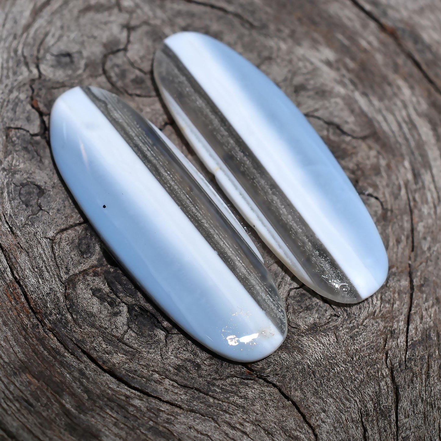 Blue Opal Matched Pair Cabochon - Natural Gemstone Pair for Women's Earrings