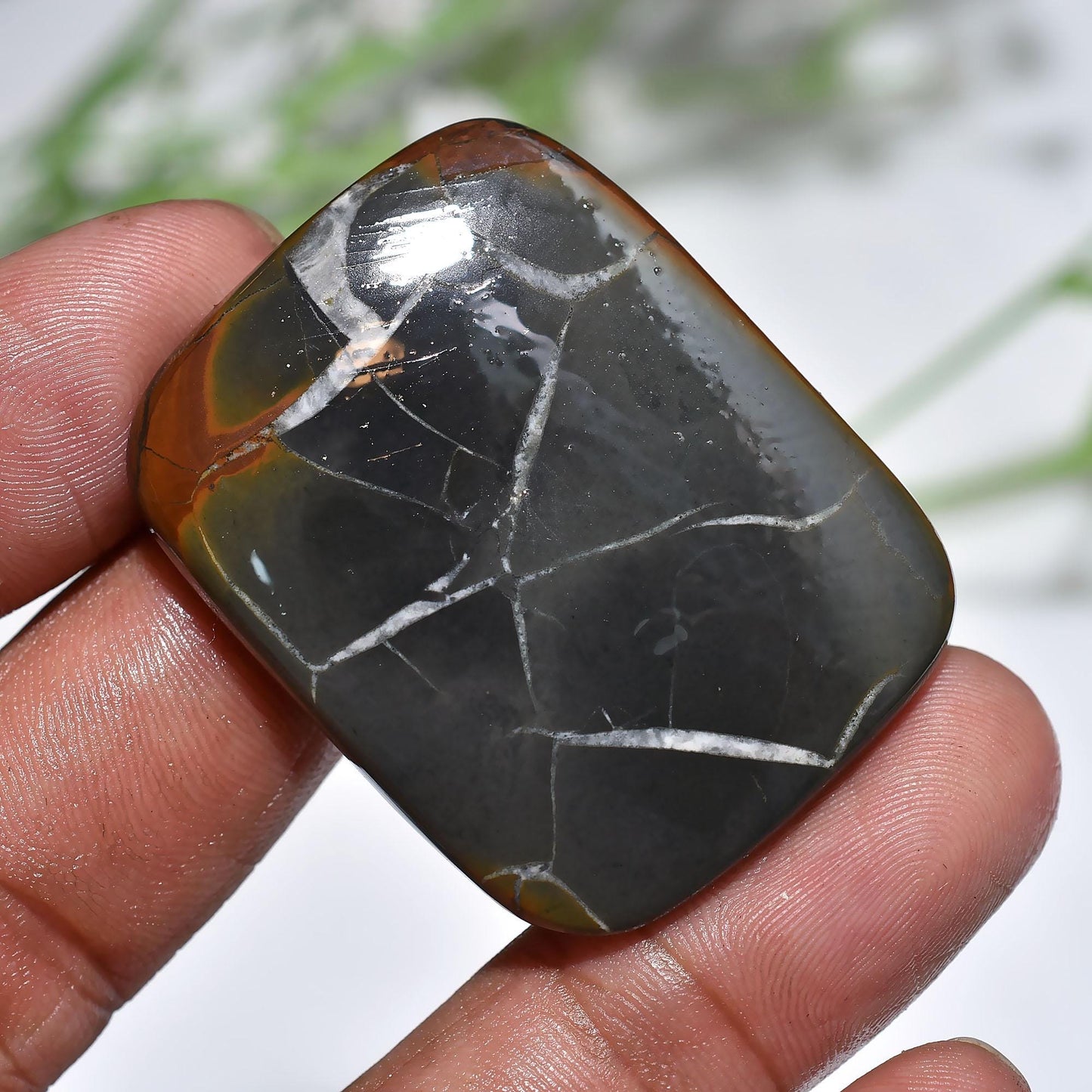 Septarian Cabochon Gemstone – Polished Dragon Stone for Pendant Creation