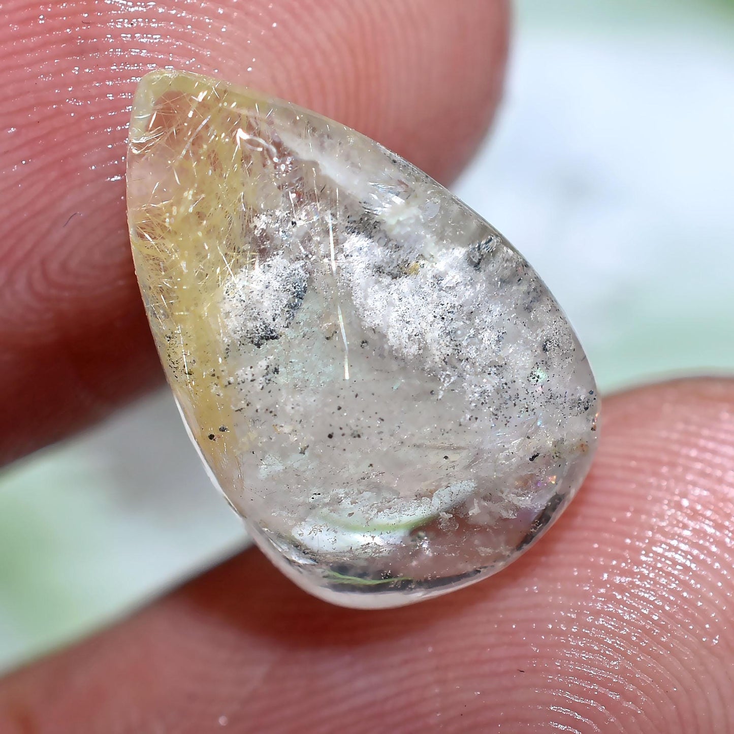 Natural Golden Rutile Quartz Cabochon - Loose Gemstone for Jewelry Making