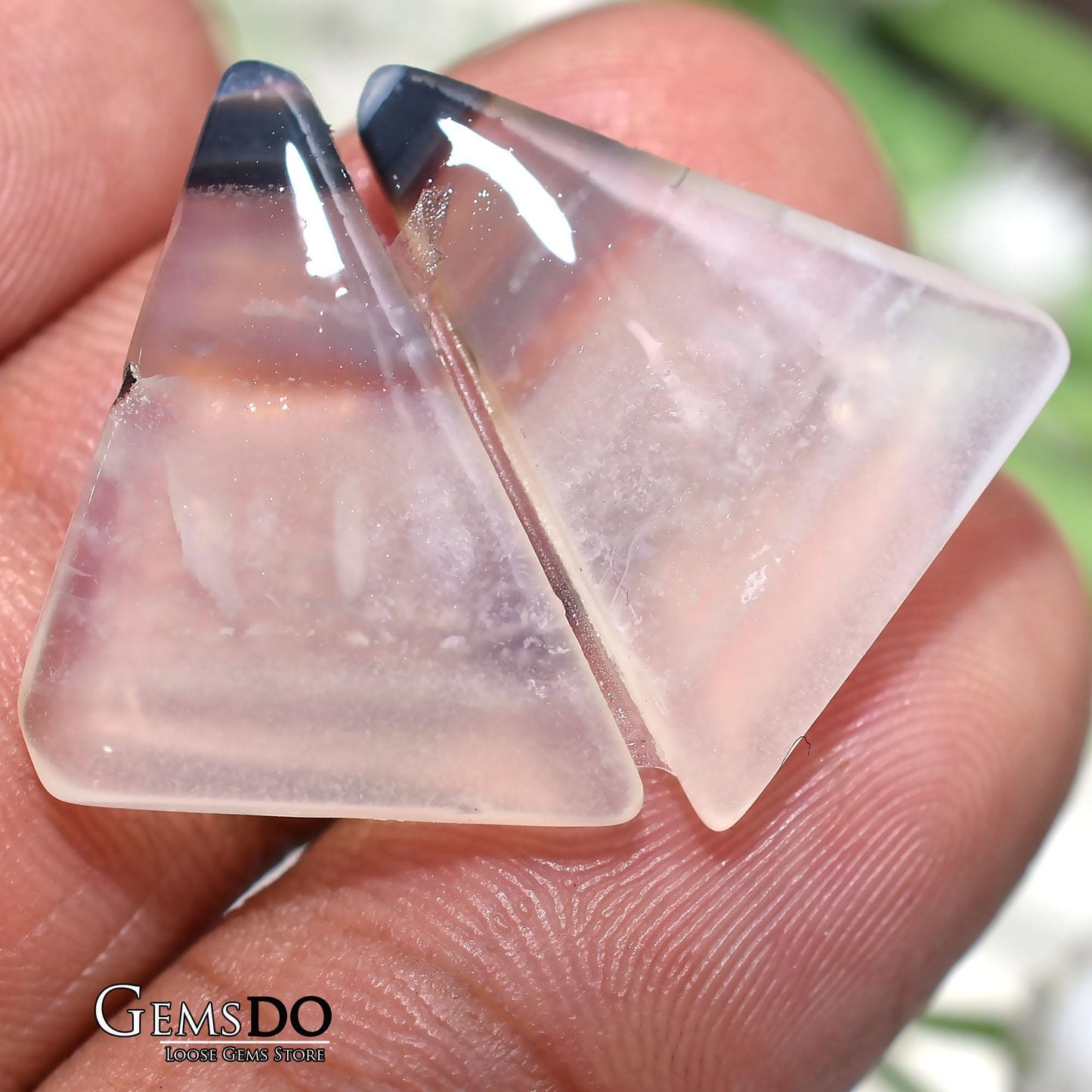 Fancy Shaped White Banded Agate Crystals, Smooth Cabochon Pair Wholesale