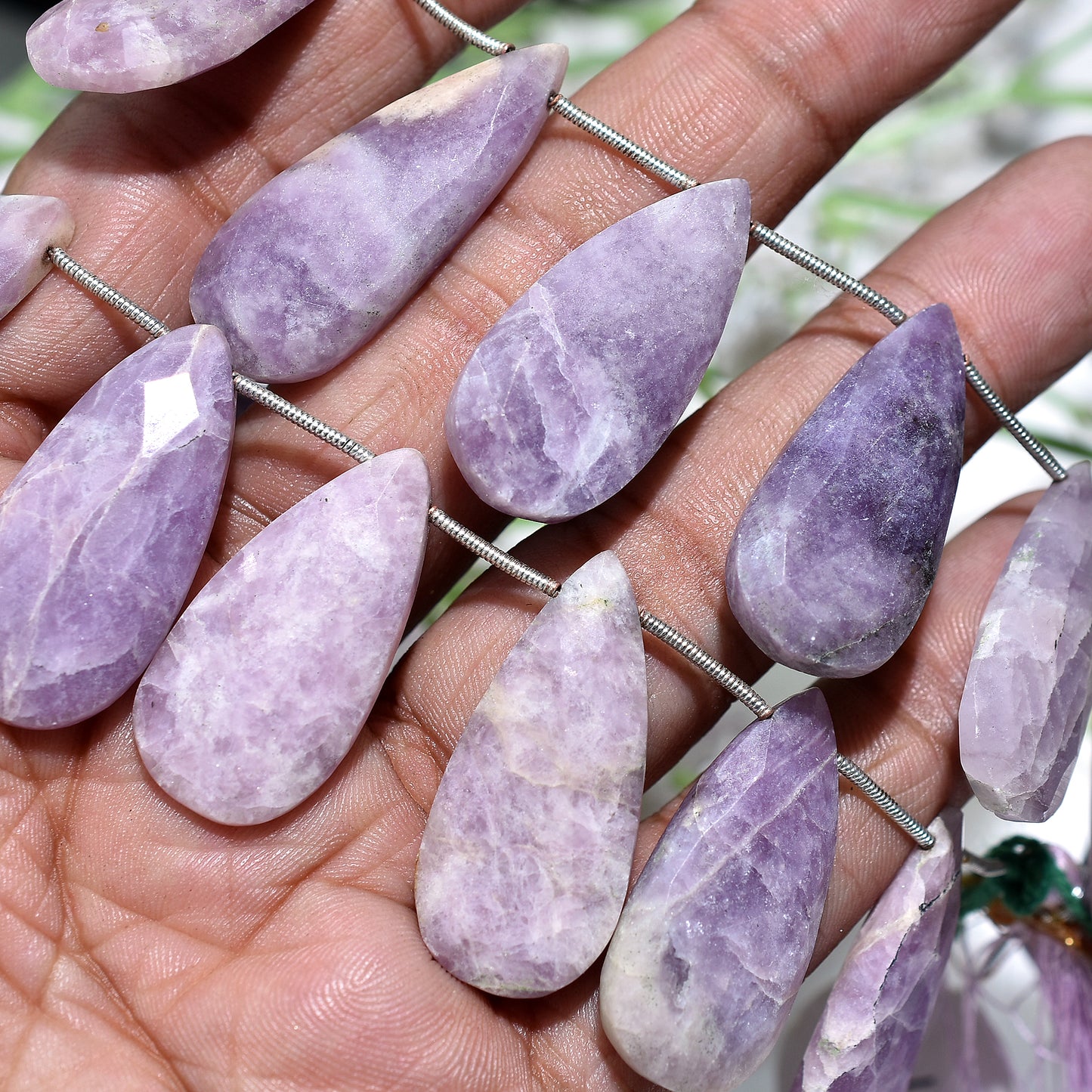 Royal Violet Faceted Glow Kammererite Teardrop Gemstone Beads For Wholesale Jewellery