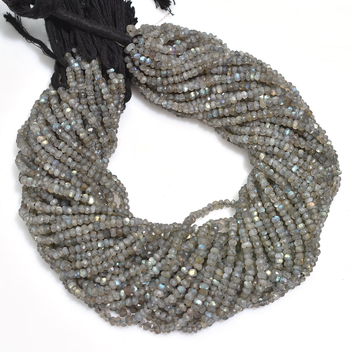 Iridescent Labradorite Faceted Rondelle Gemstone Beads – 13 Inch Wholesale Strand For Jewelry Designs