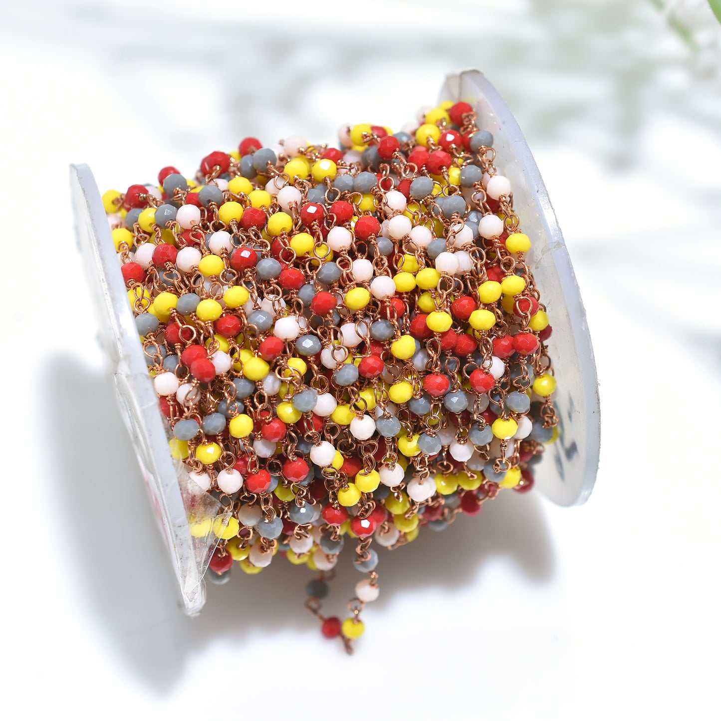 Elegant Multi-Color Hydro Beads Rosary – Rose Gold Plated Linking Chain For Jewelry