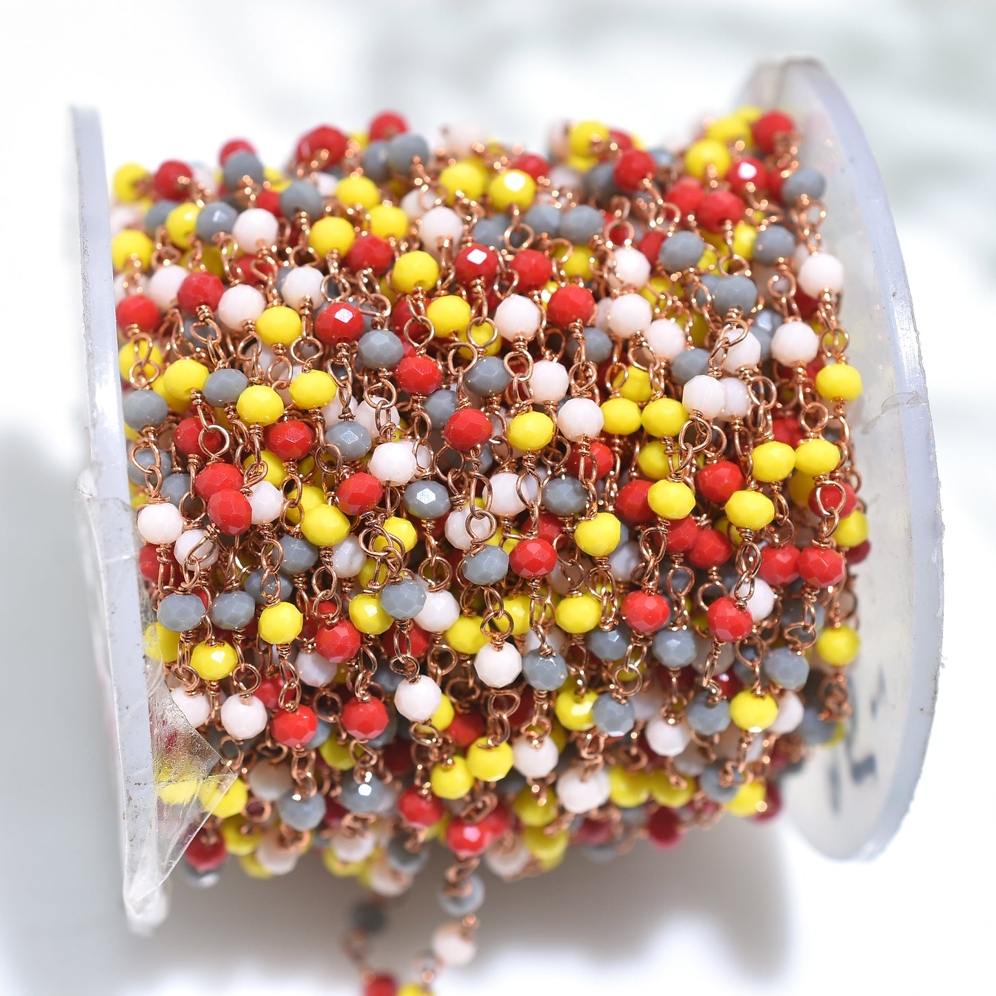 Elegant Multi-Color Hydro Beads Rosary – Rose Gold Plated Linking Chain For Jewelry