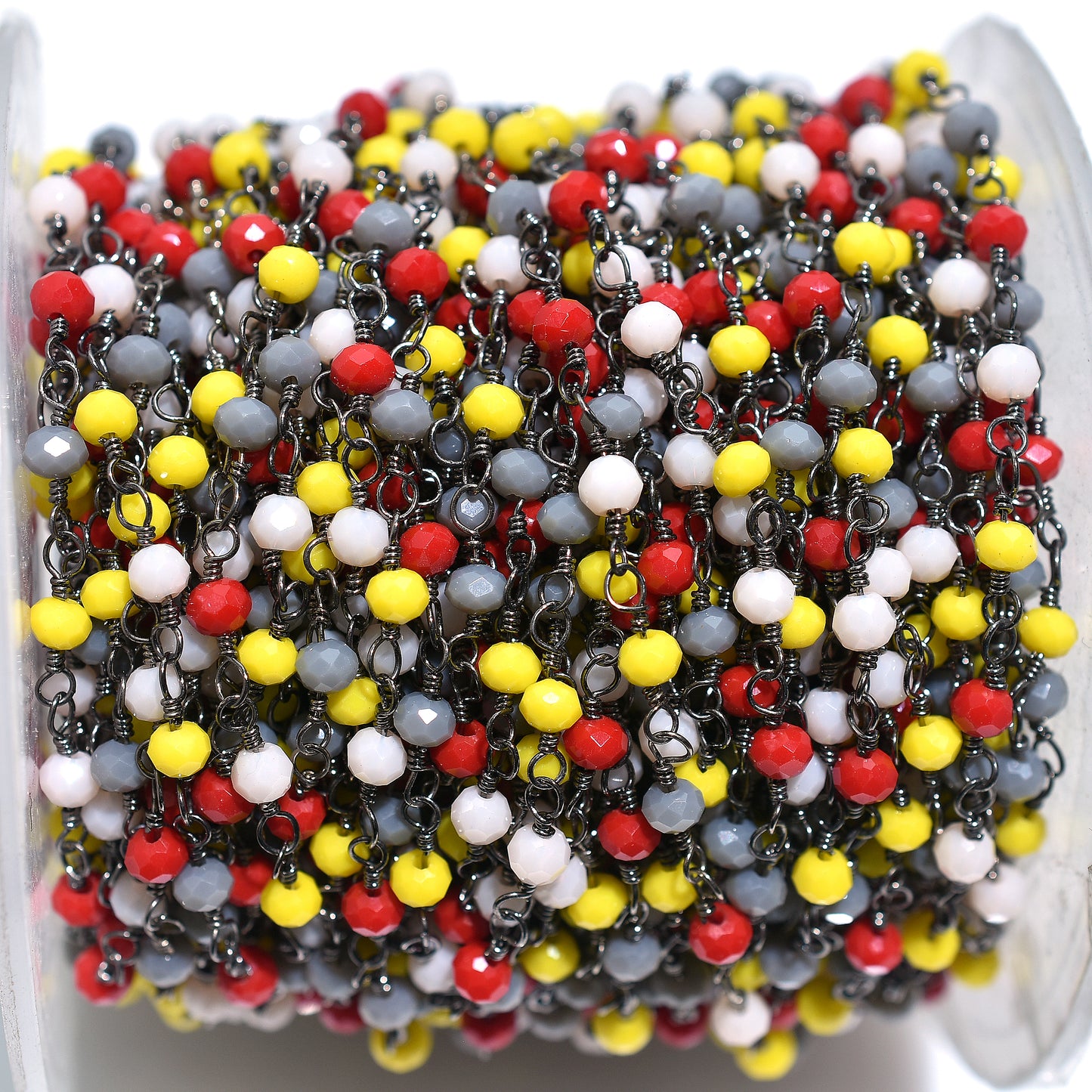 Vibrant Rosary Chain with Black Plating - Wholesale Multi Color Gemstone Beads Bulk Lot