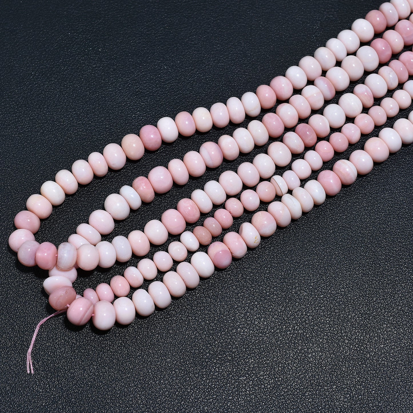 Premium Pink Opal Rondelle Gemstone Beads – Delicate Wholesale Stones for Jewelry